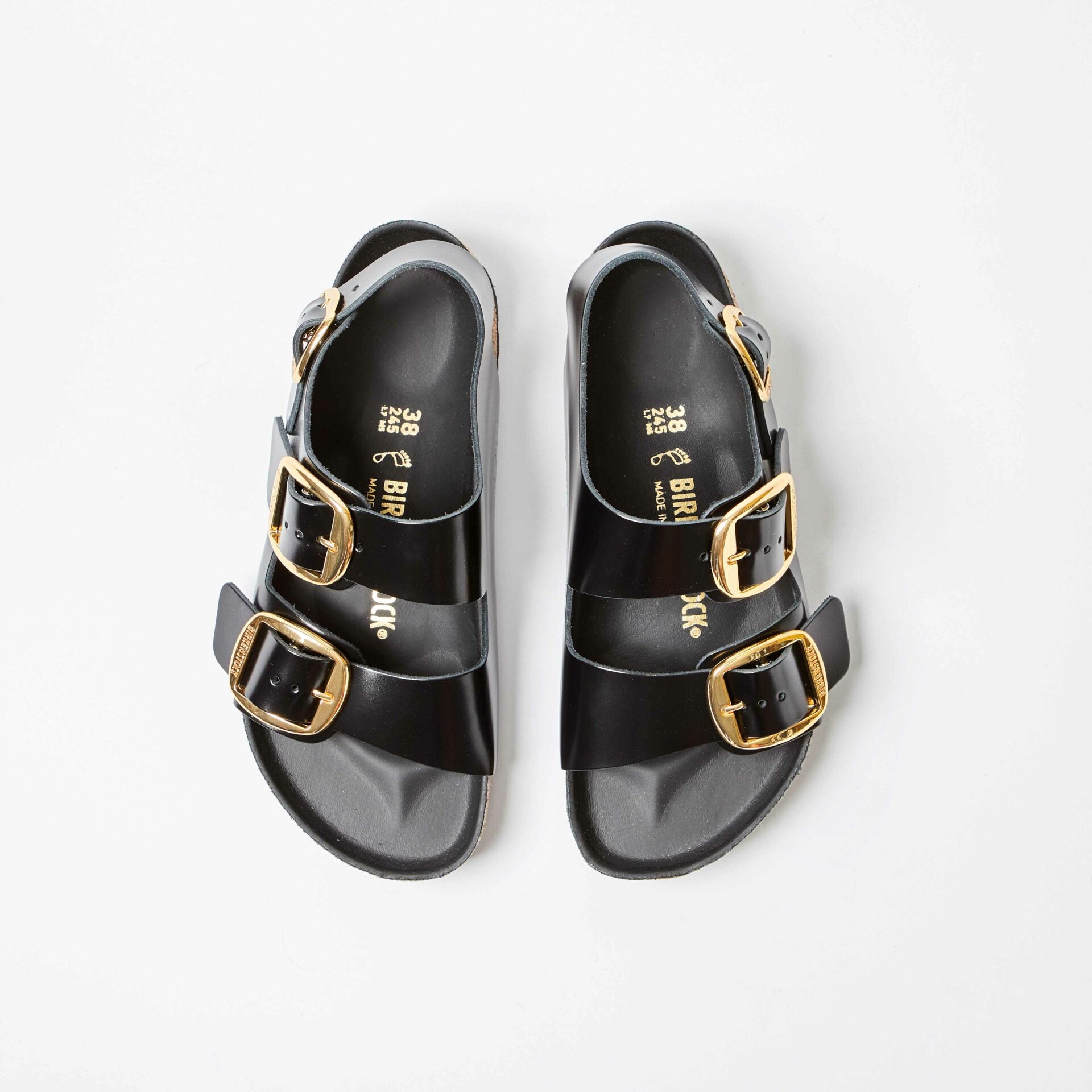 Milano Big Buckle Natural Leather High-Shine Black