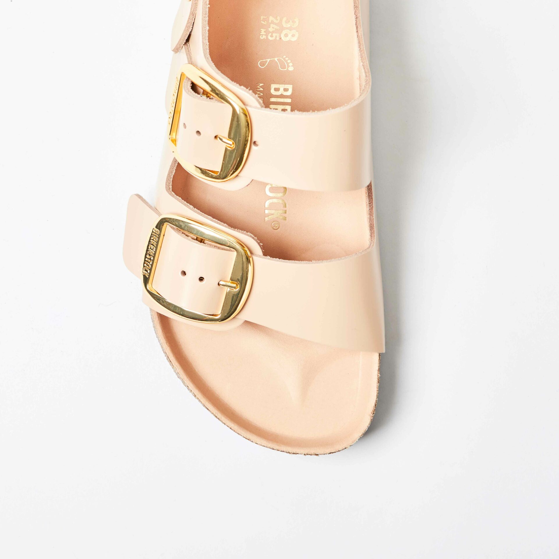 Milano Big Buckle Natural Leather High-Shine New Beige