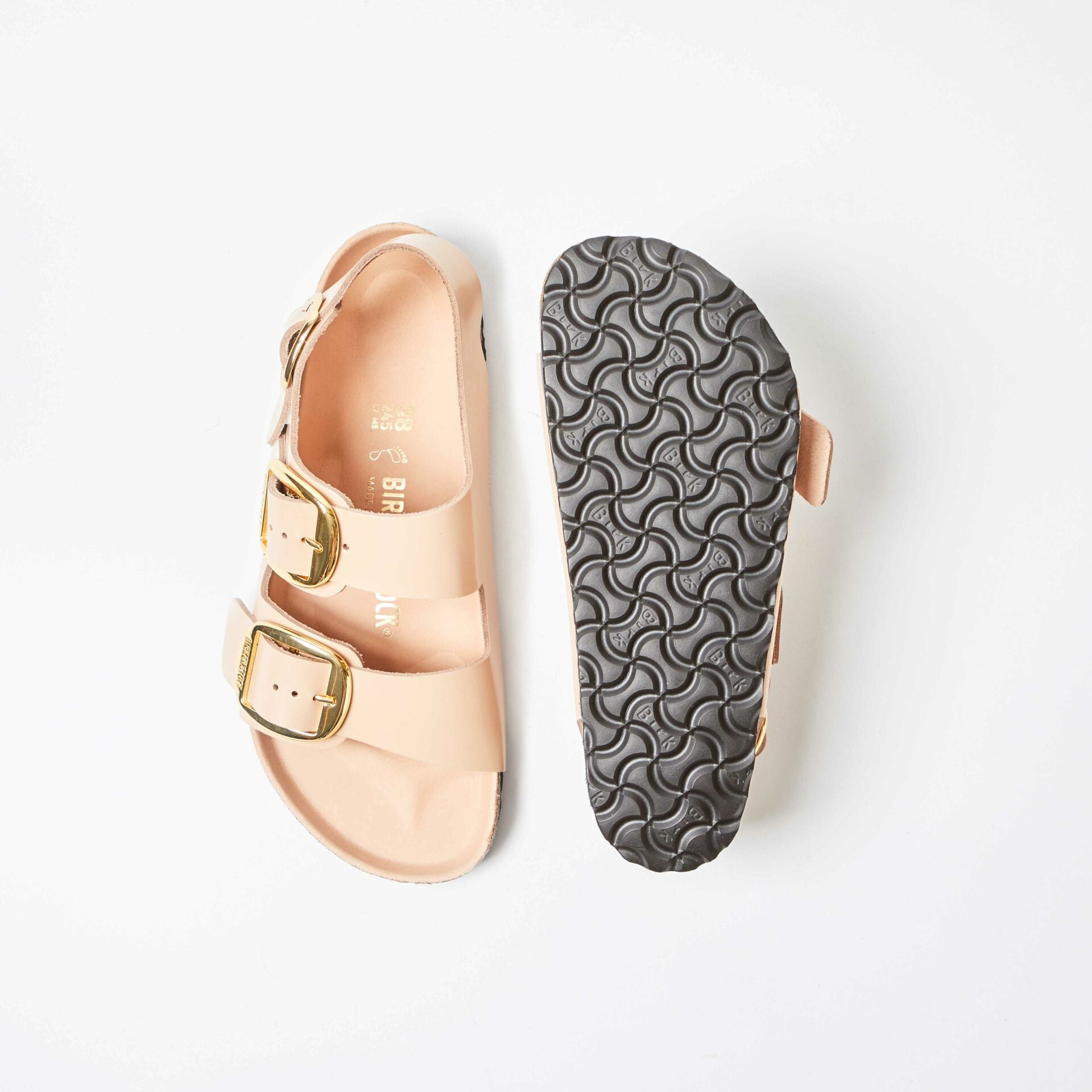 Milano Big Buckle Natural Leather High-Shine New Beige