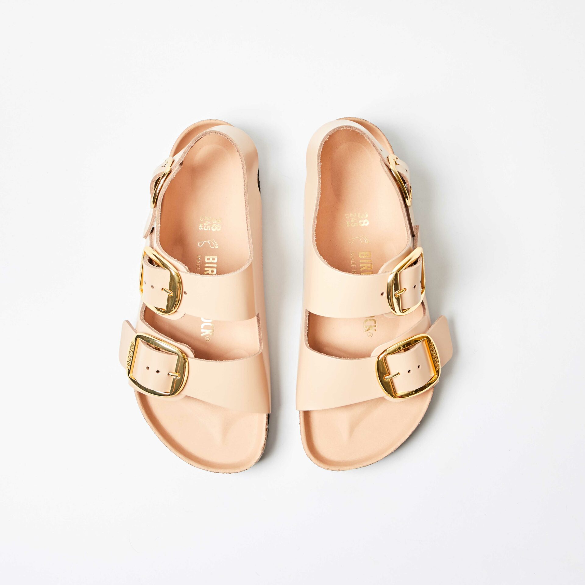 Milano Big Buckle Natural Leather High-Shine New Beige