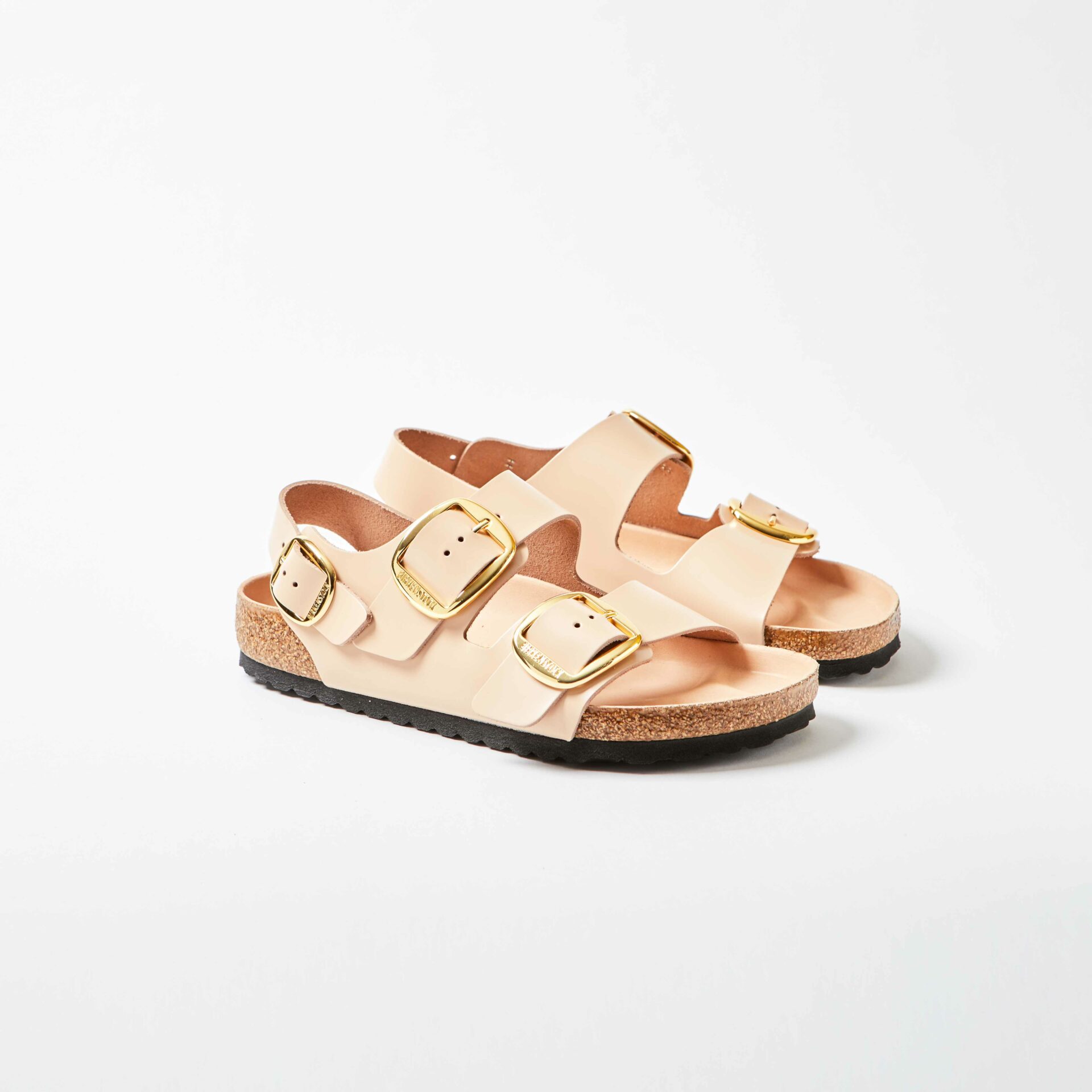 Milano Big Buckle Natural Leather High-Shine New Beige