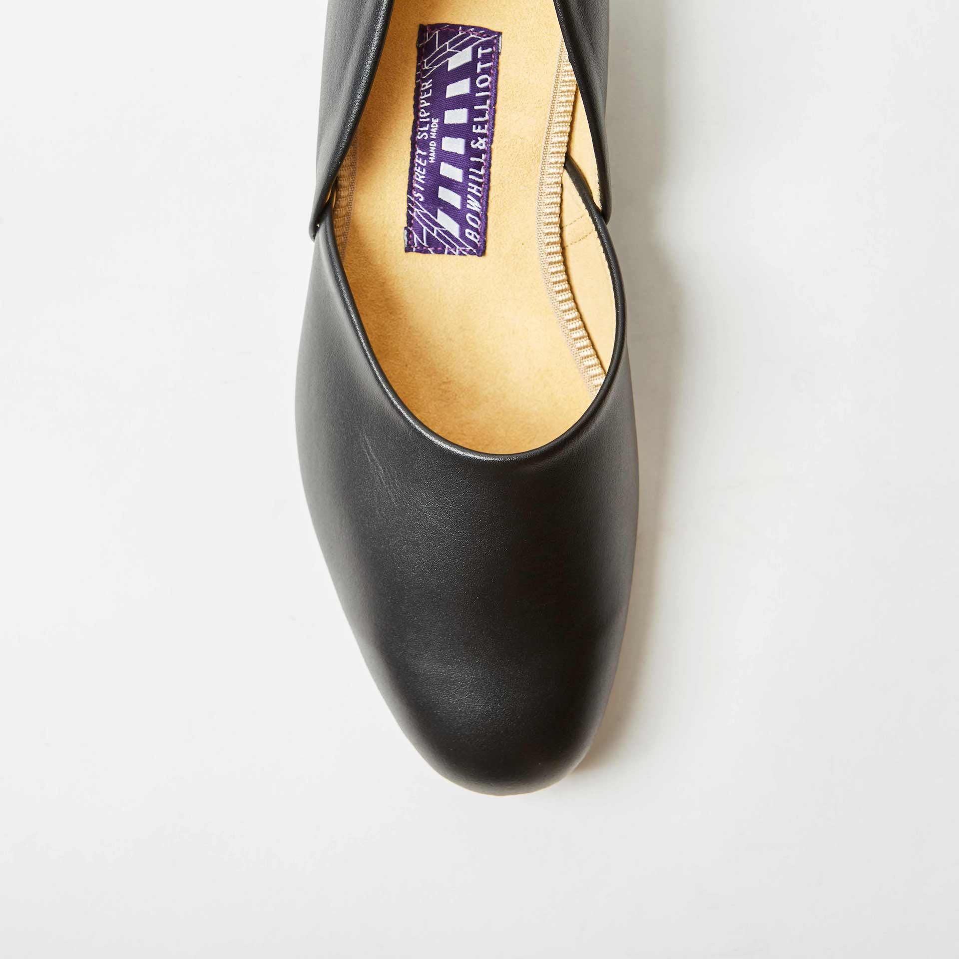 Black Leather Hard Sole Grecian Slippers