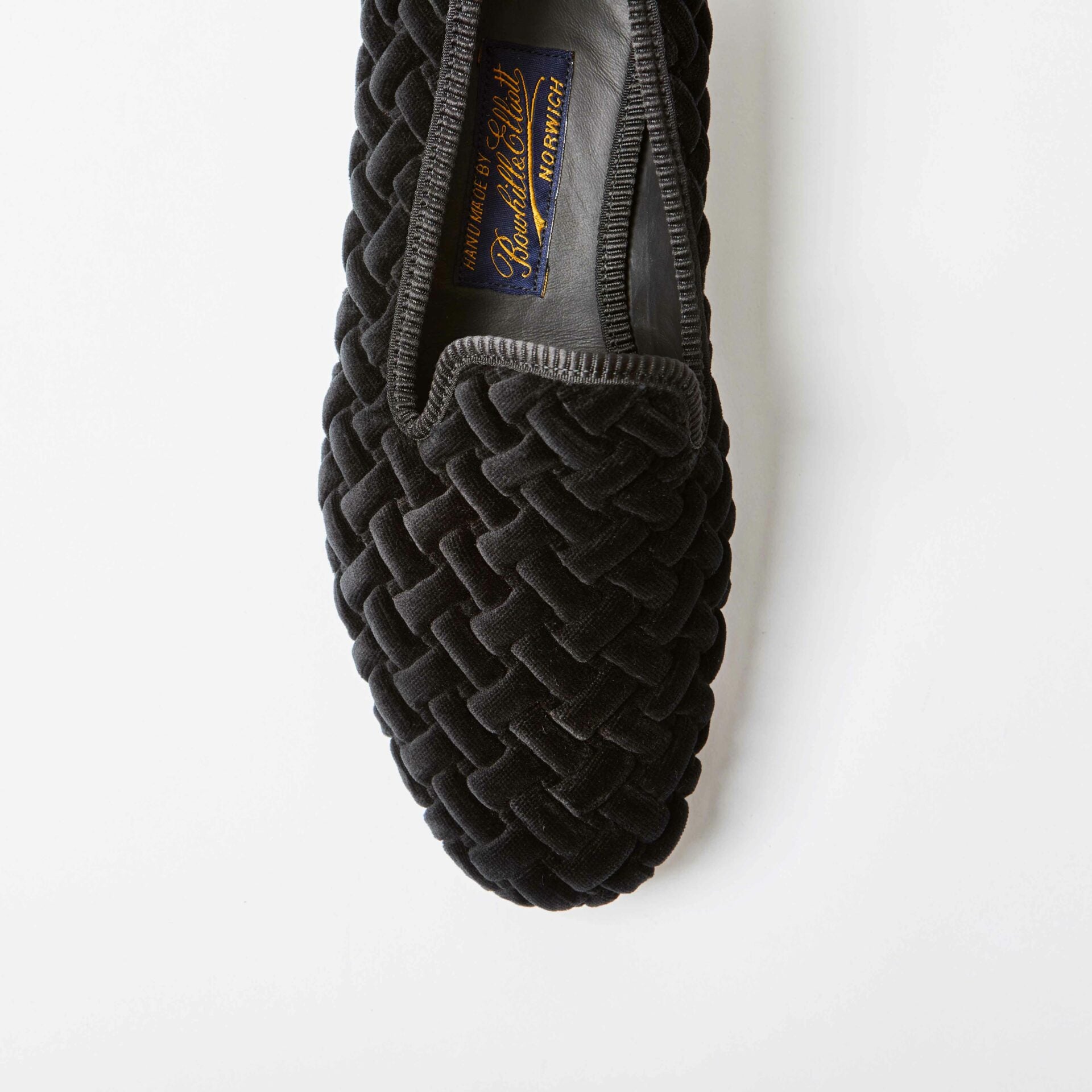 Black Velvet Quilted Albert Slippers