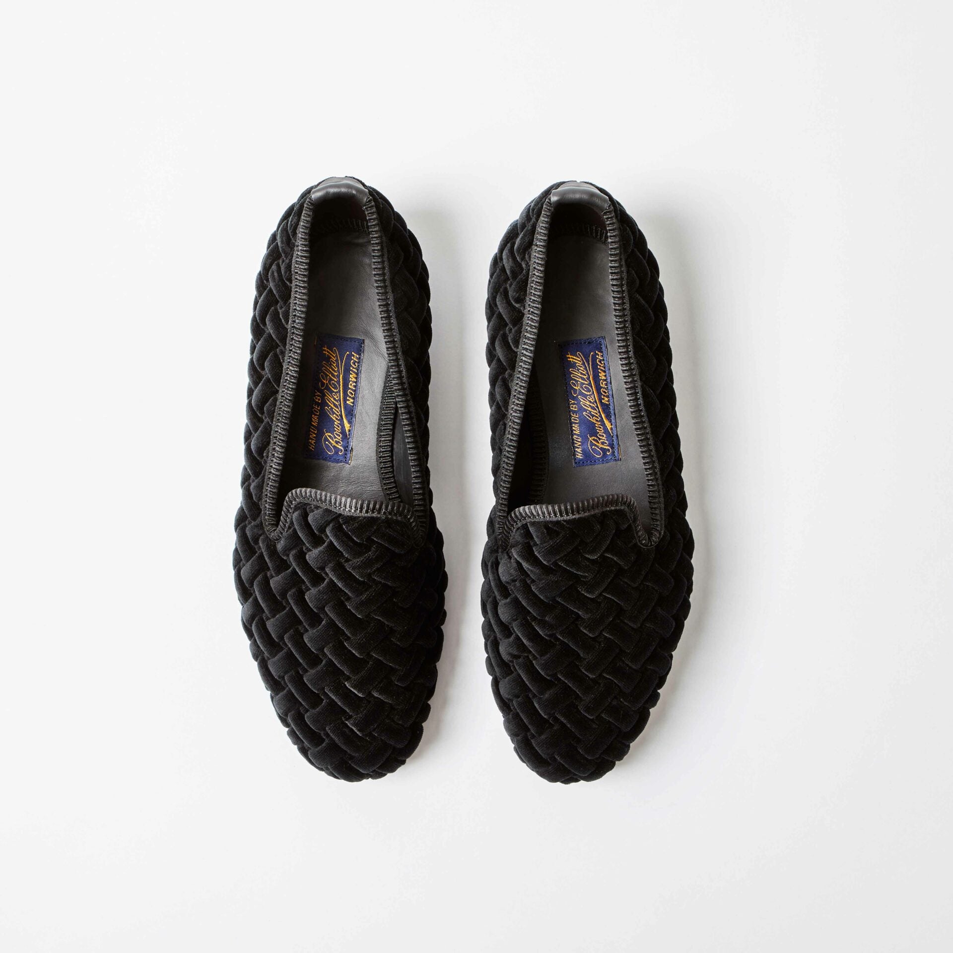 Black Velvet Quilted Albert Slippers