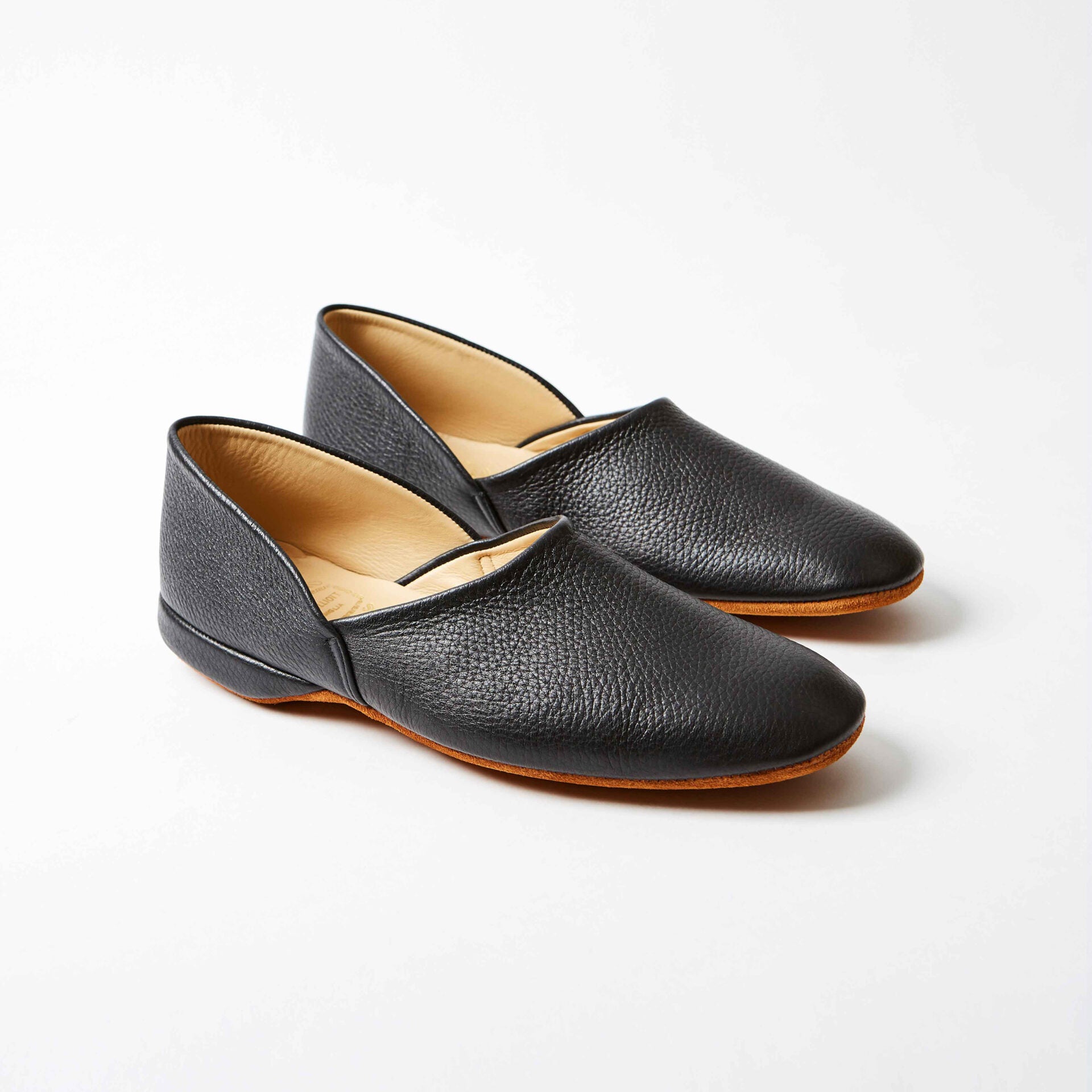 Black Deerskin Grecian Slippers