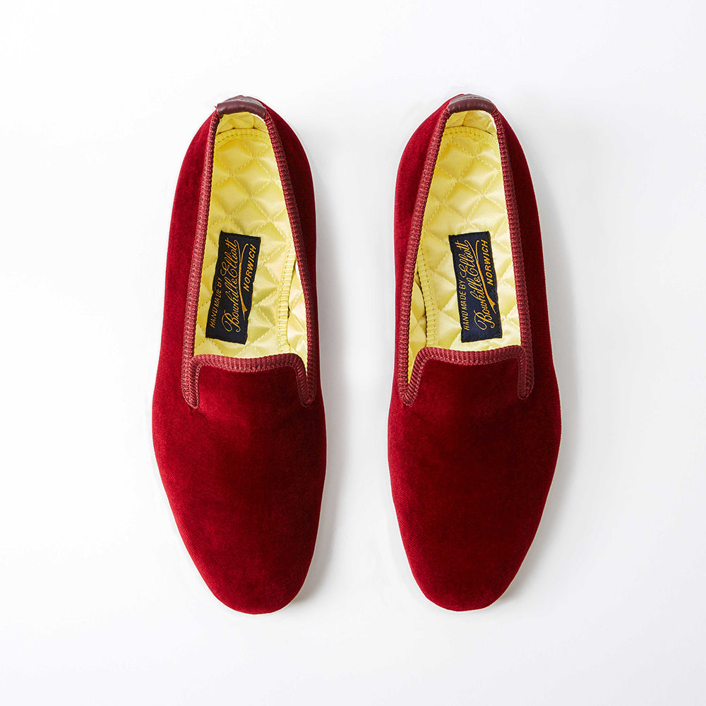 Claret Velvet Plain Albert Slippers