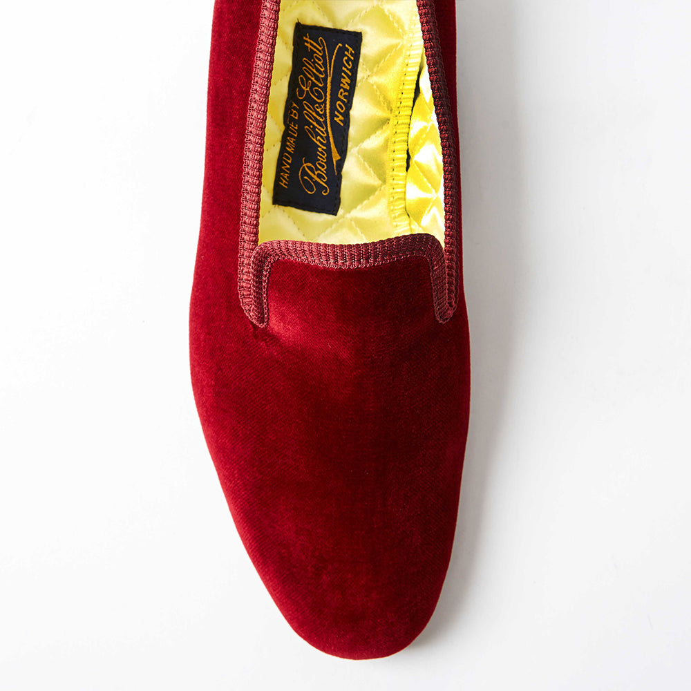 Claret Velvet Plain Albert Slippers