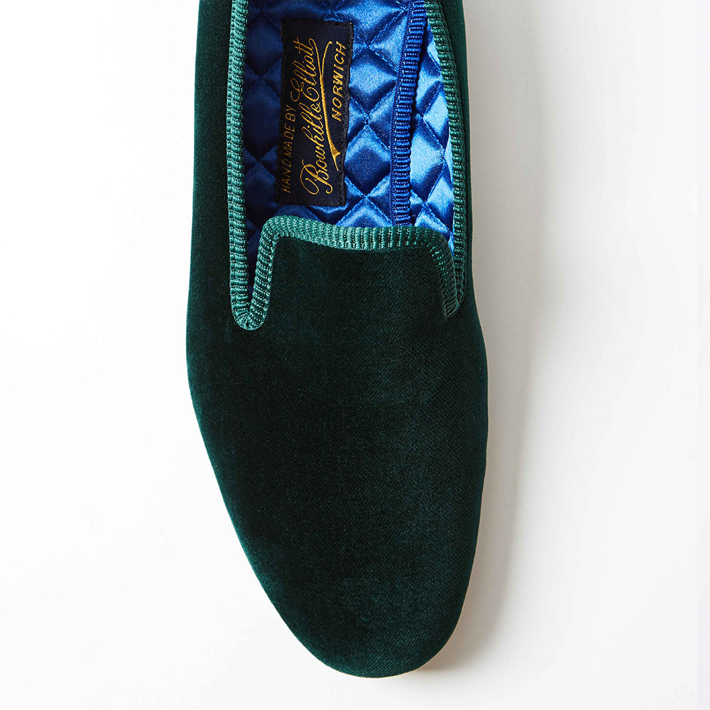 Green Velvet Plain Albert Slippers