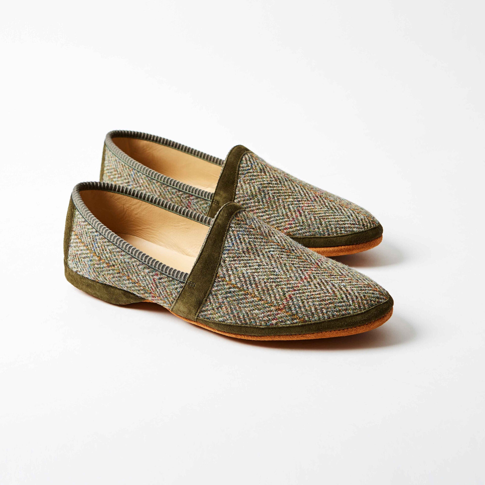 Loden Green Harris Tweed® Monk Slippers