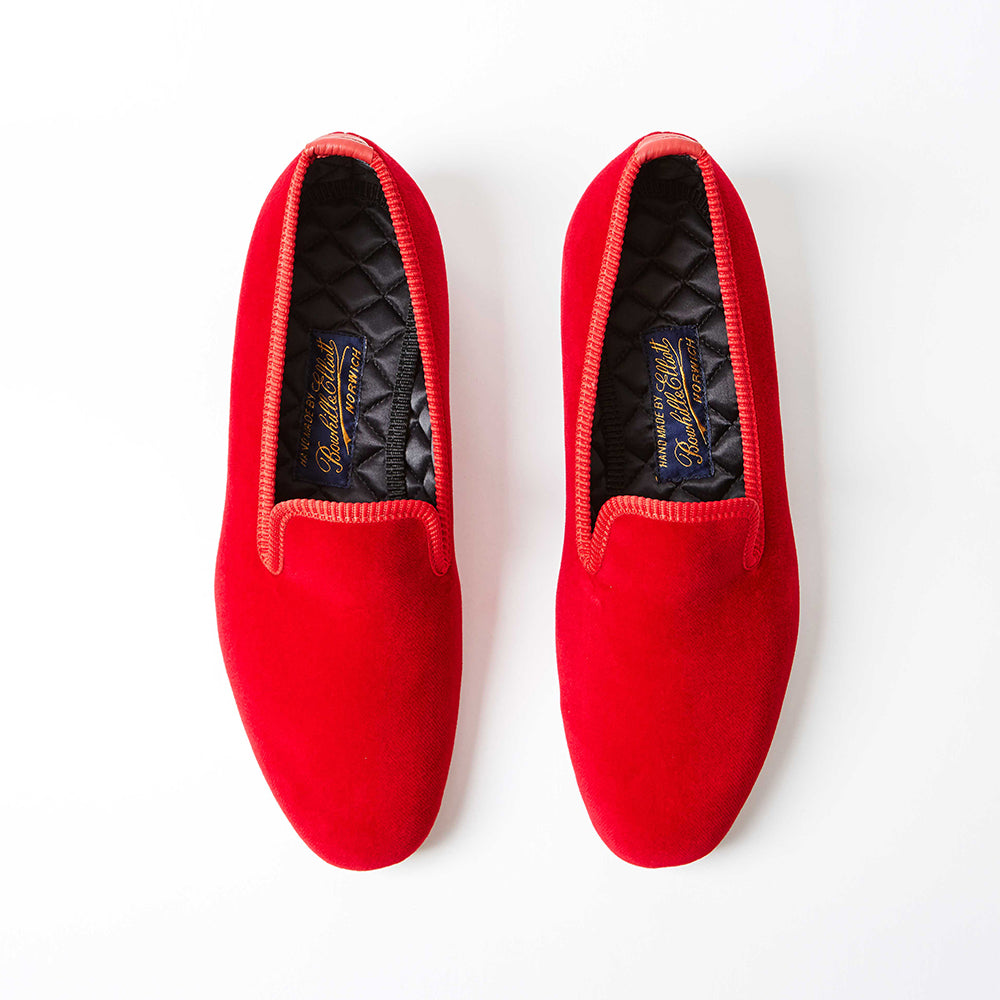Red Velvet Plain Albert Slippers