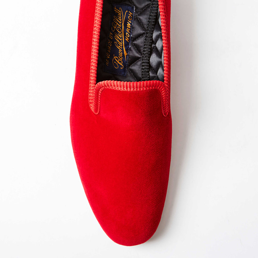 Red Velvet Plain Albert Slippers