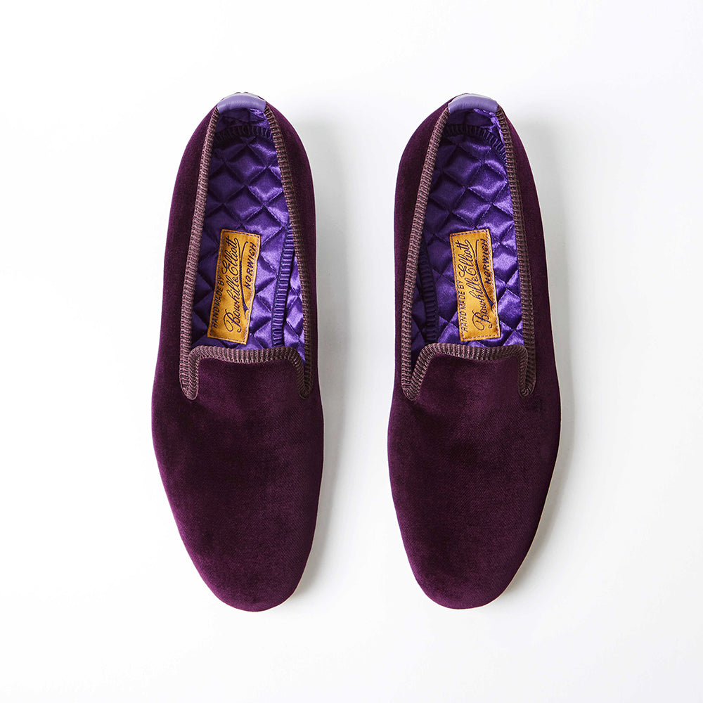 Purple Velvet Plain Albert Slippers