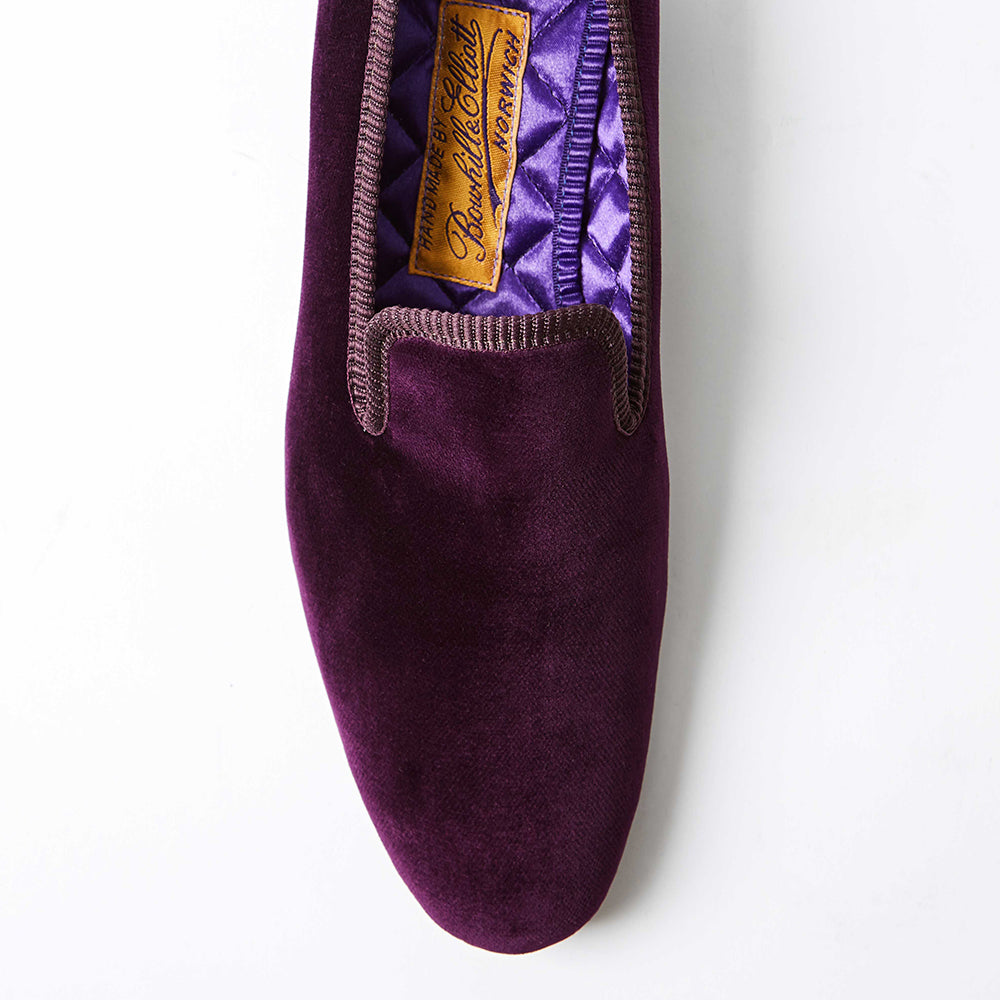 Purple Velvet Plain Albert Slippers