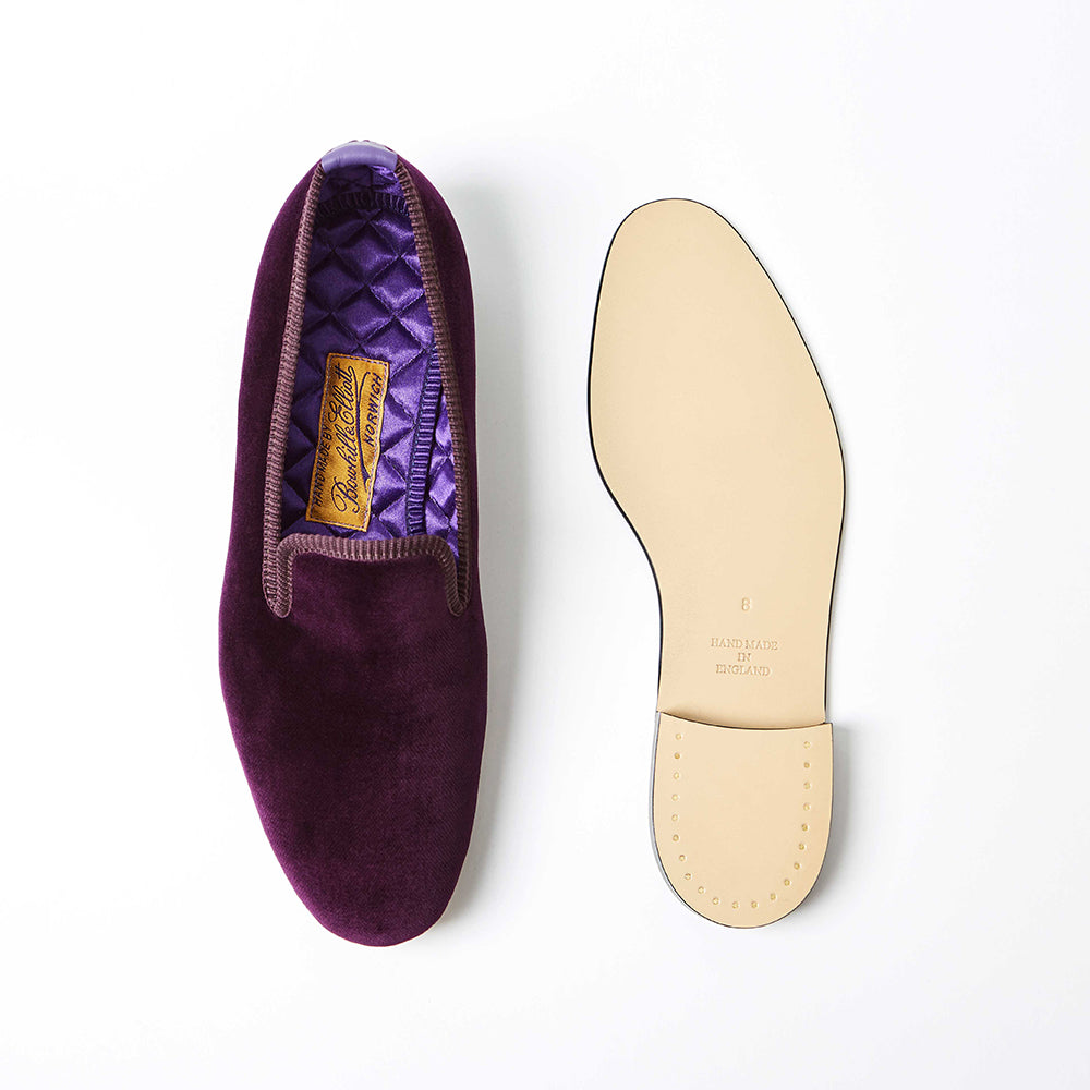 Purple Velvet Plain Albert Slippers