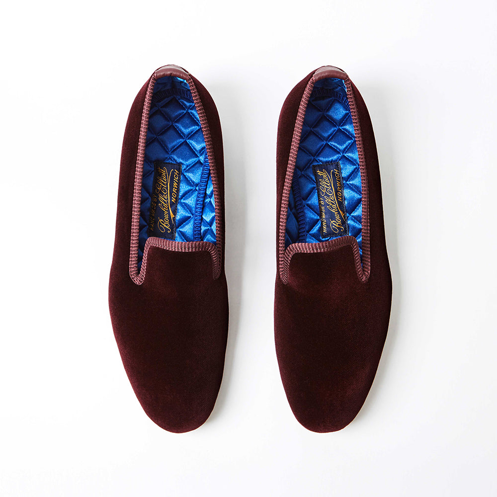 Wine Velvet Plain Albert Slippers