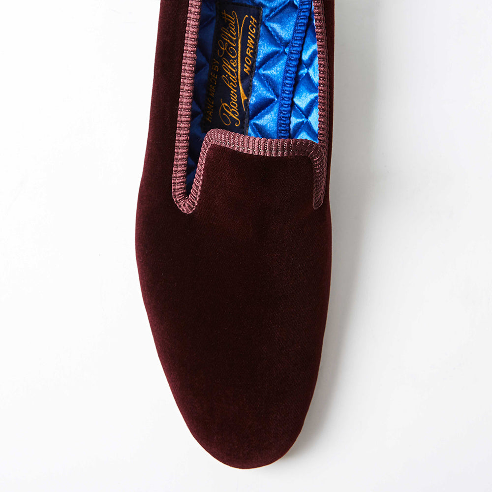 Wine Velvet Plain Albert Slippers