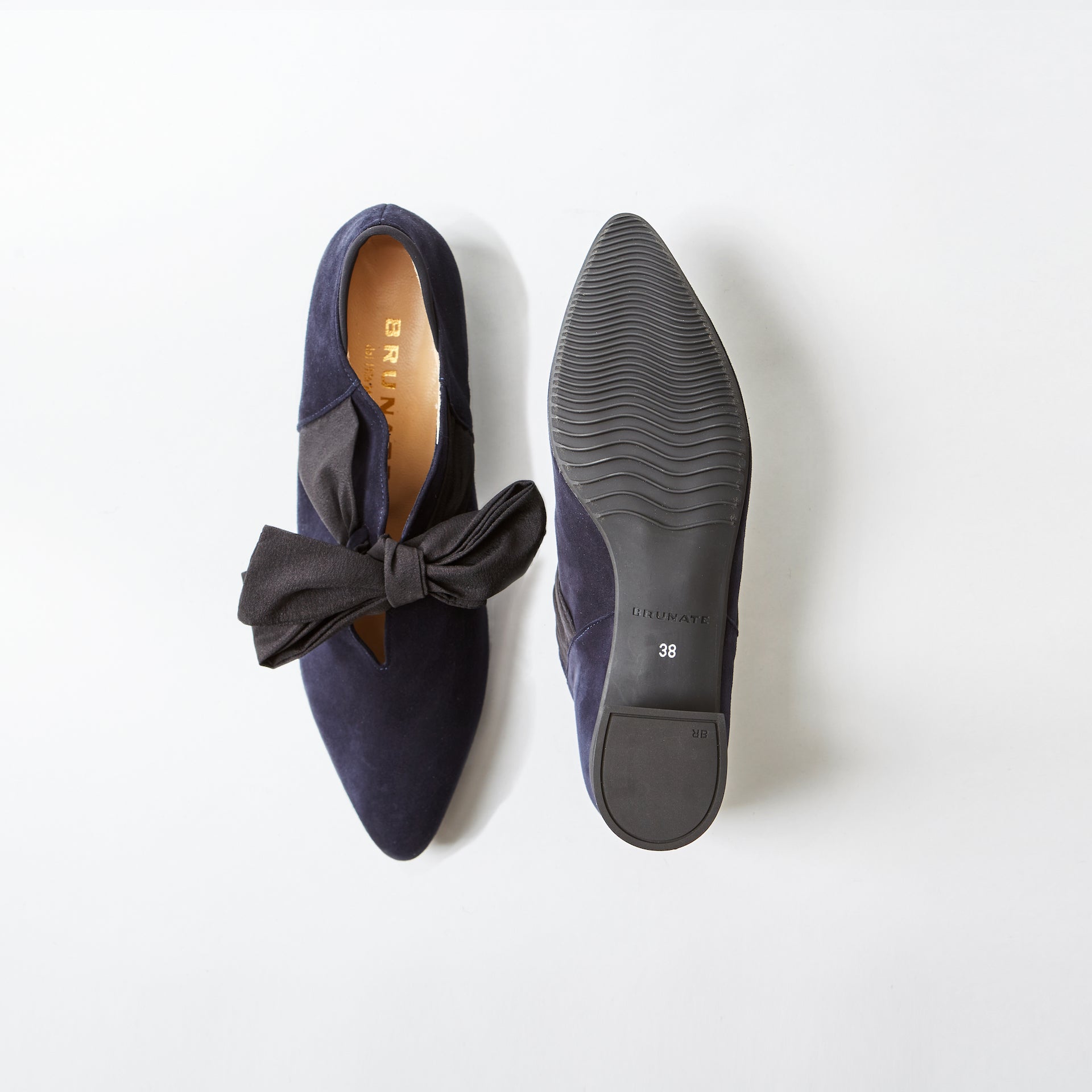 Milan Navy Suede Shoe with Bow