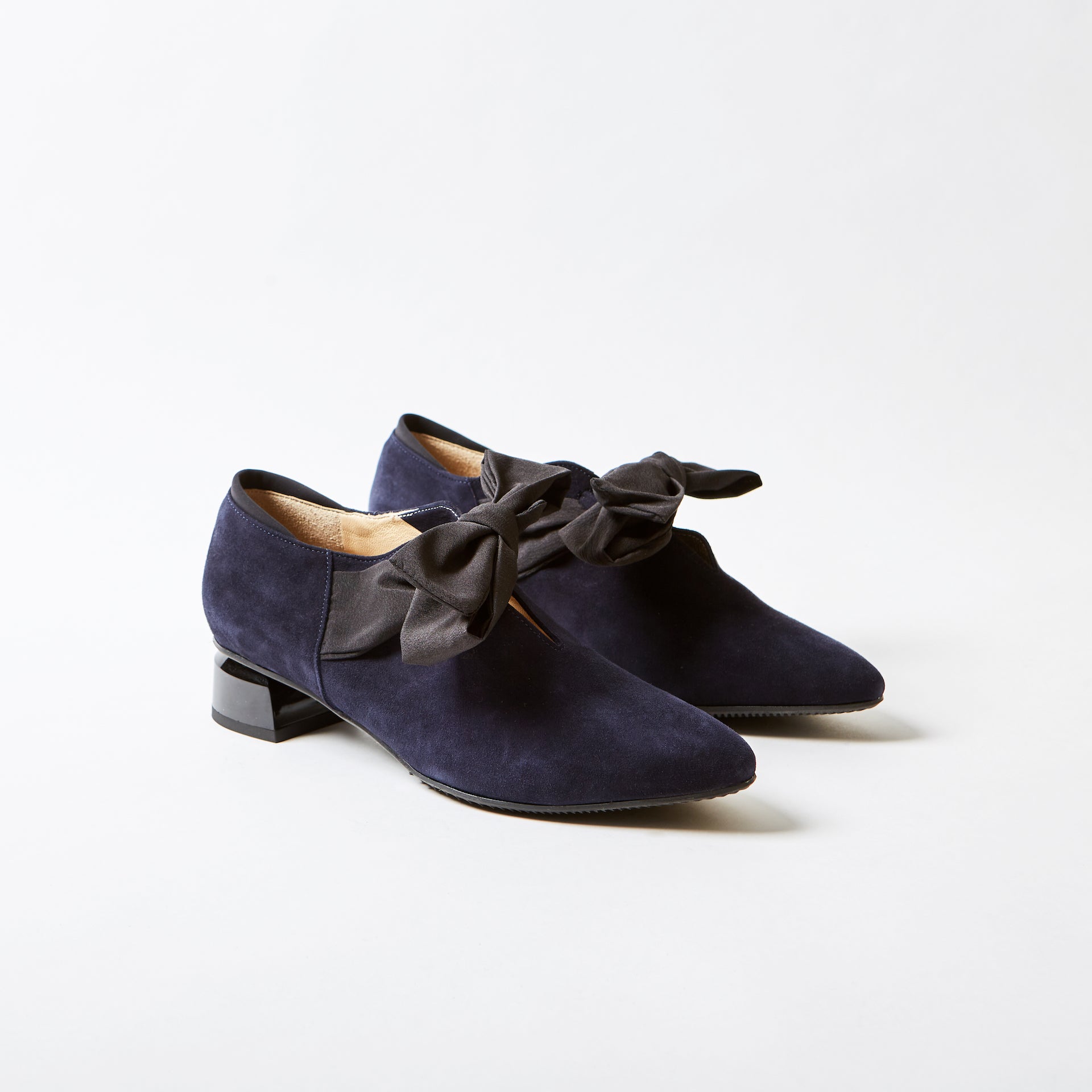 Milan Navy Suede Shoe with Bow