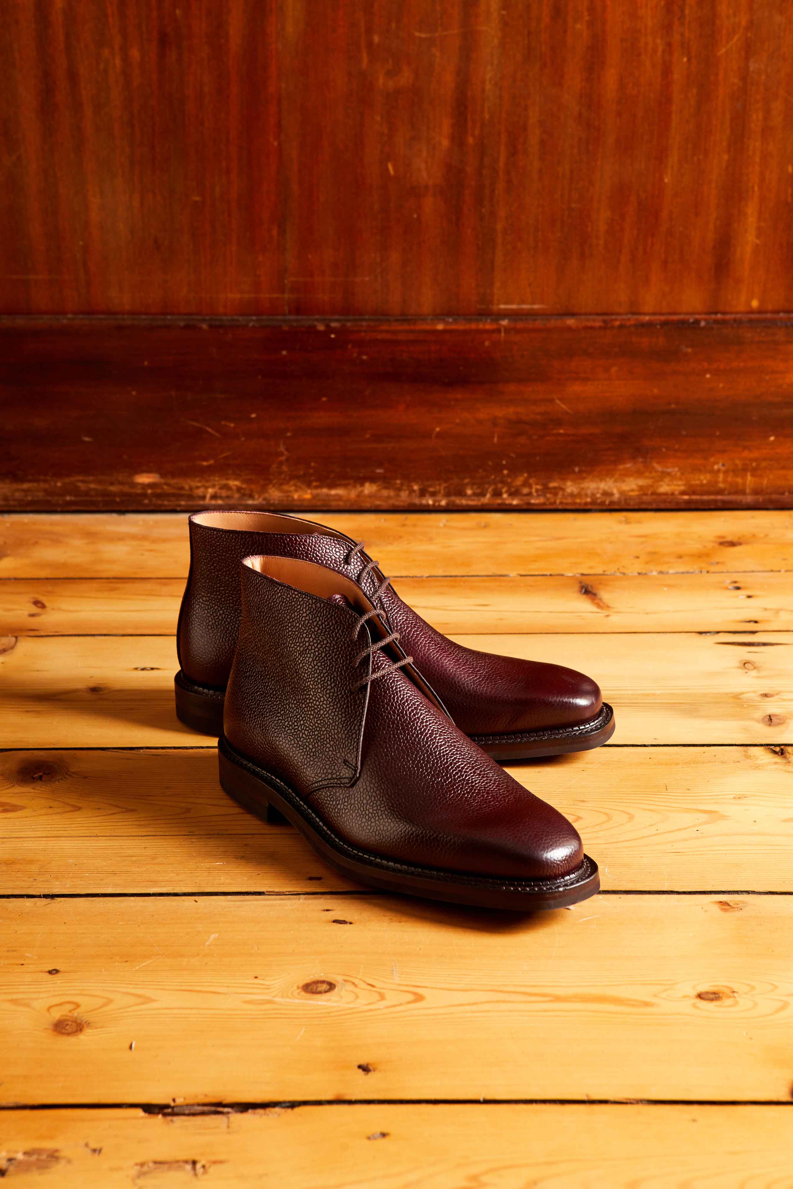 Molton in Burgundy Scotch Grain Chukka Boot, pre-order deposit