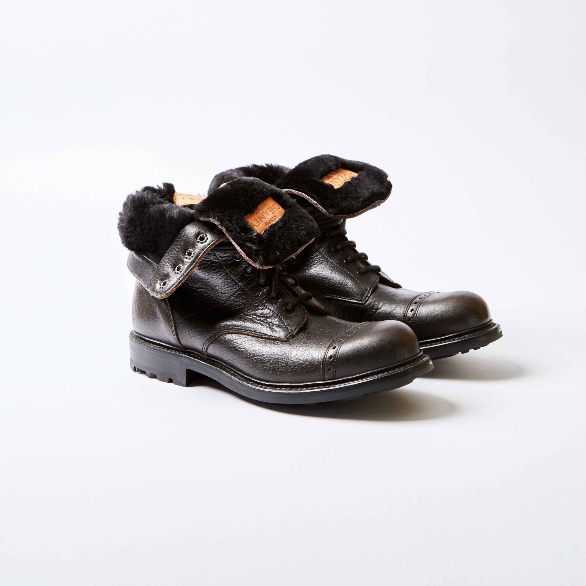 Tigermoth Black Kudu Leather Derby Boots