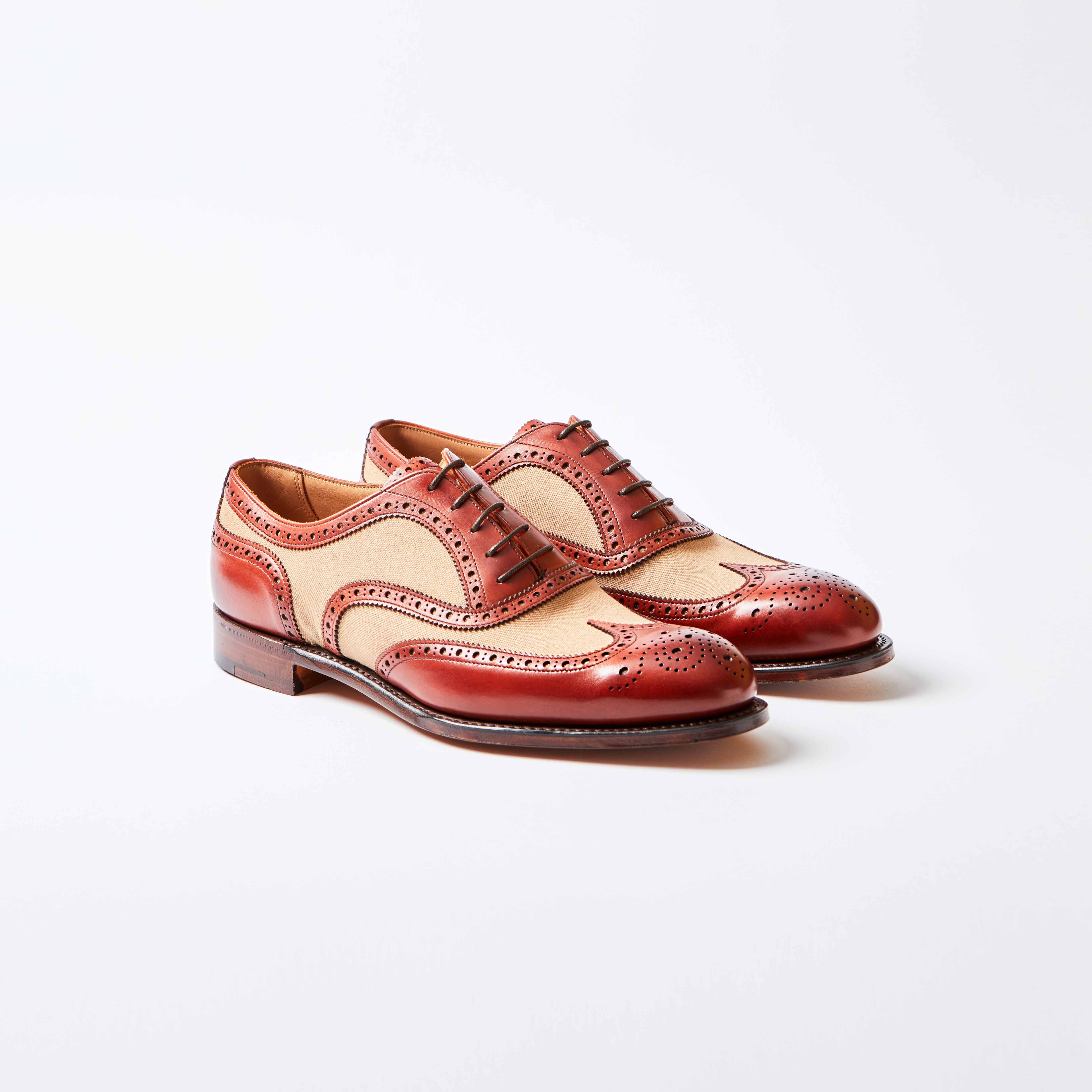 Edwin Dark Leaf / Sand Canvas Brogues