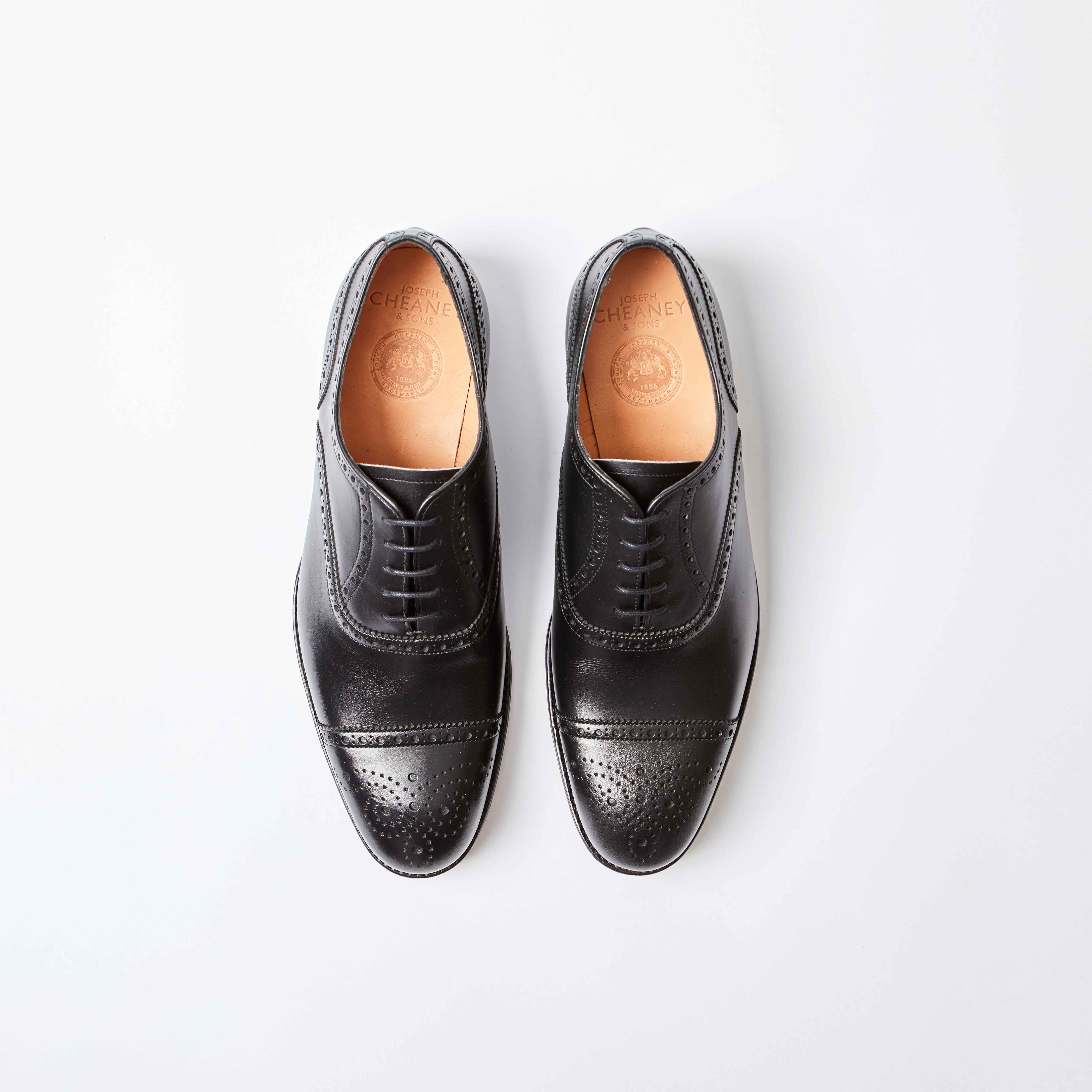 Wilfred Black Calf Semi-Brogue Oxfords