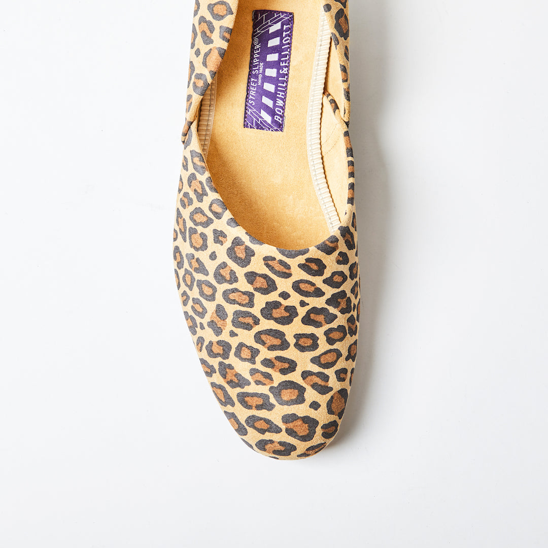 Leopard Print Suede Hard Sole Grecian Slippers
