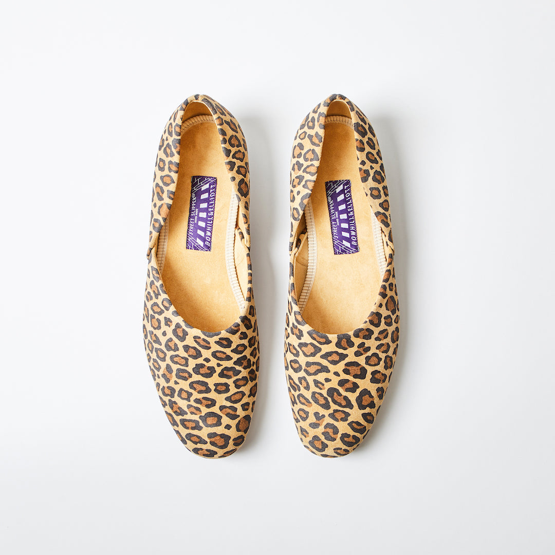 Leopard Print Suede Hard Sole Grecian Slippers