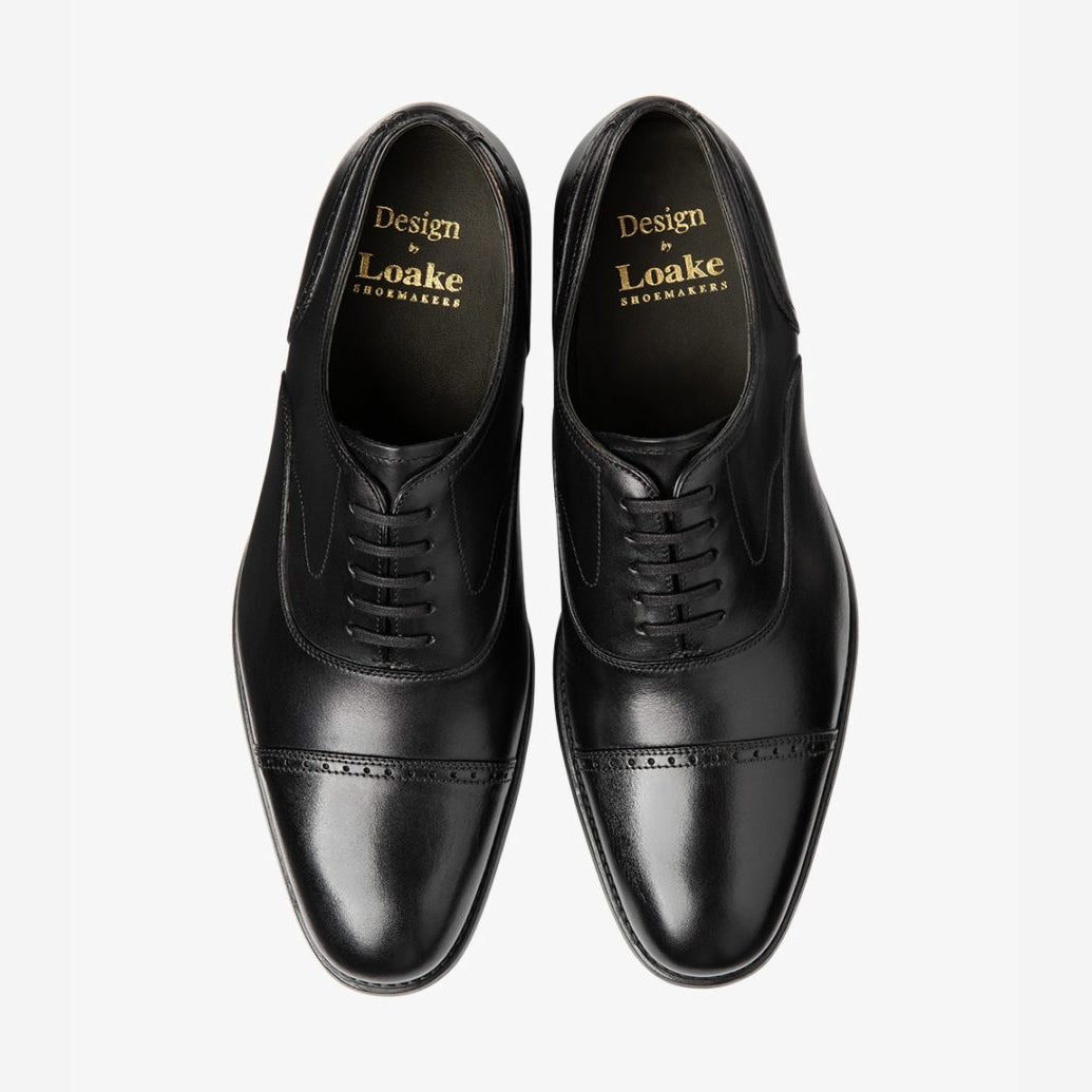 Hughes Black Calf Punched Toe Cap Oxford