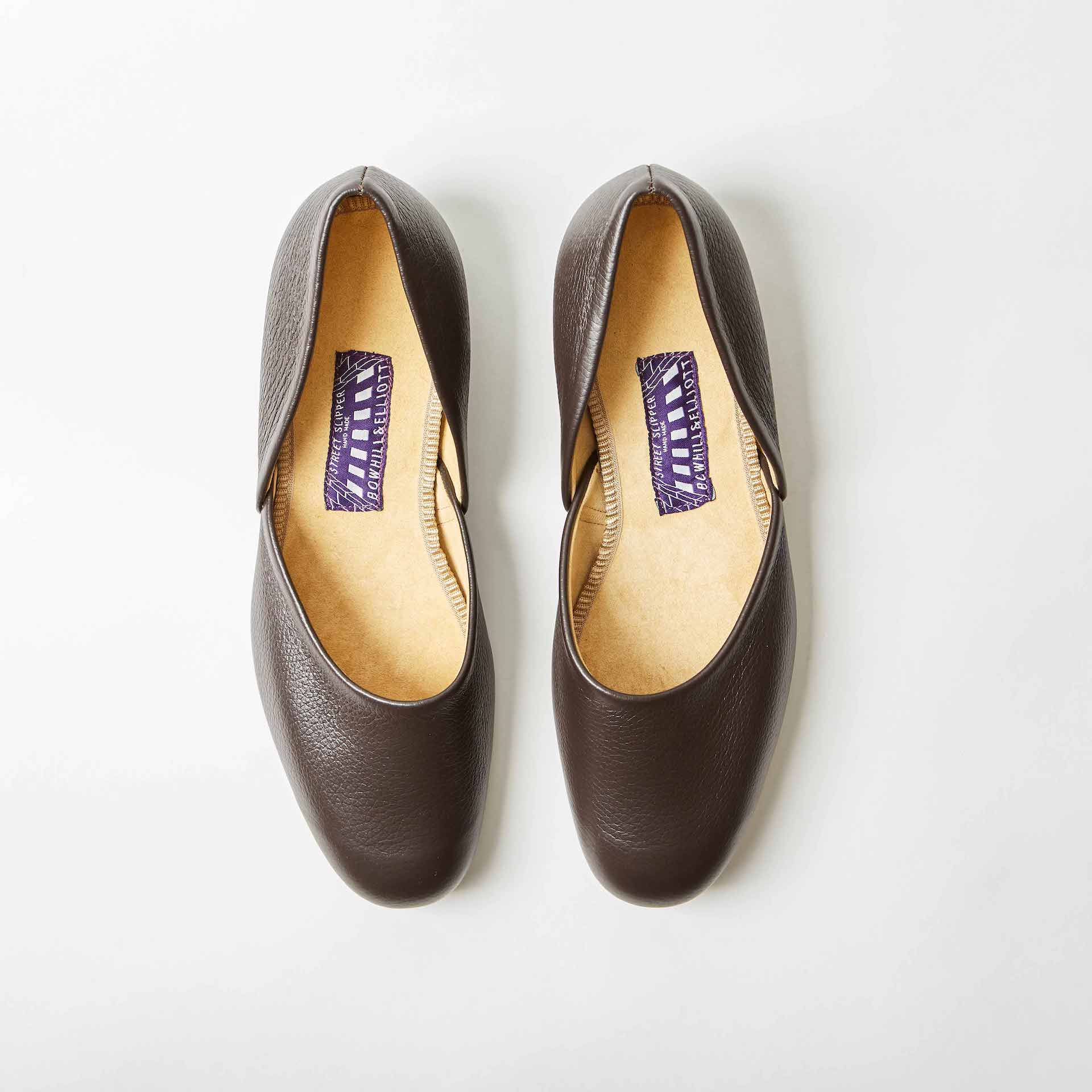 Mocha Deerskin Leather Hard Sole Grecian Slippers