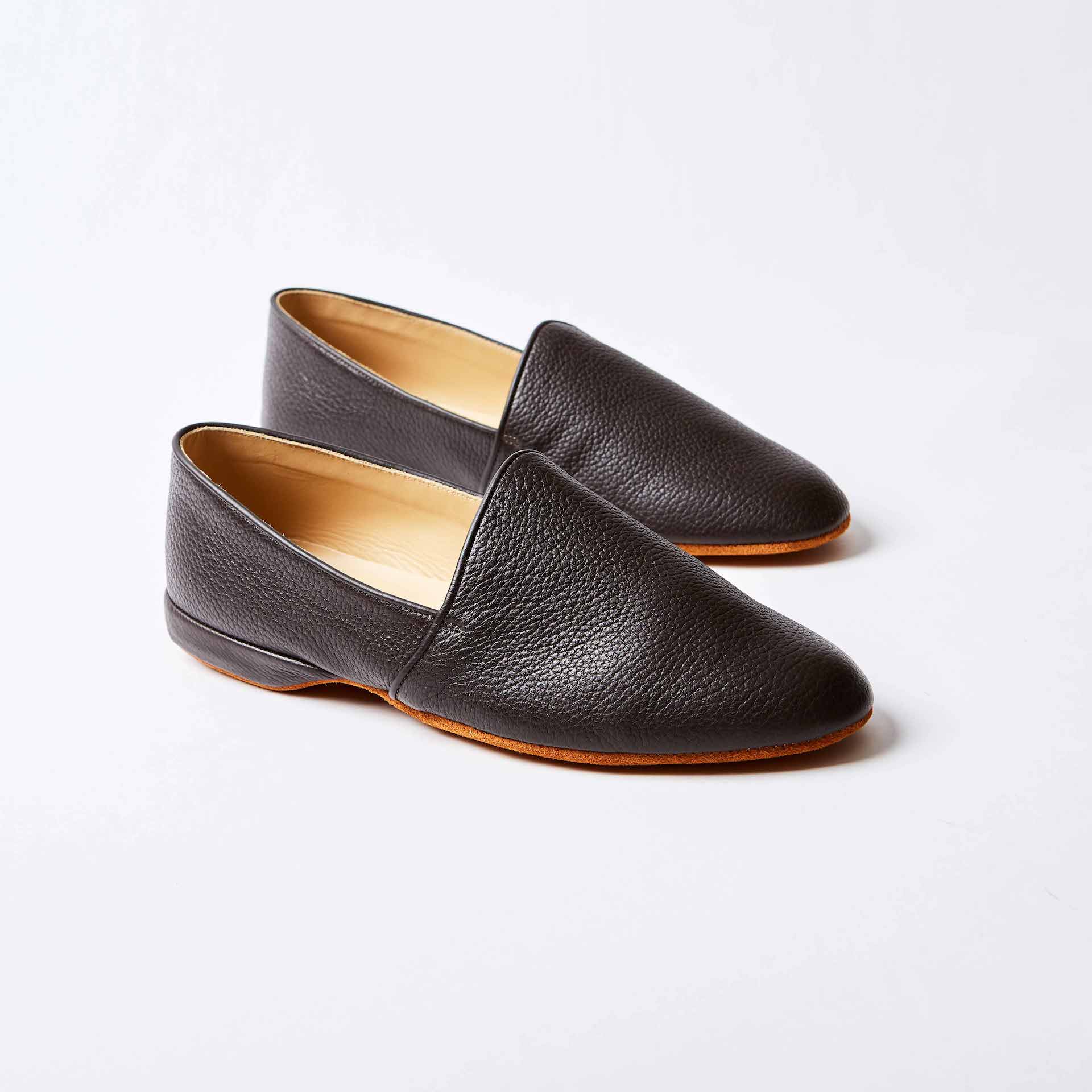 Mocha Deerskin Monk Slippers