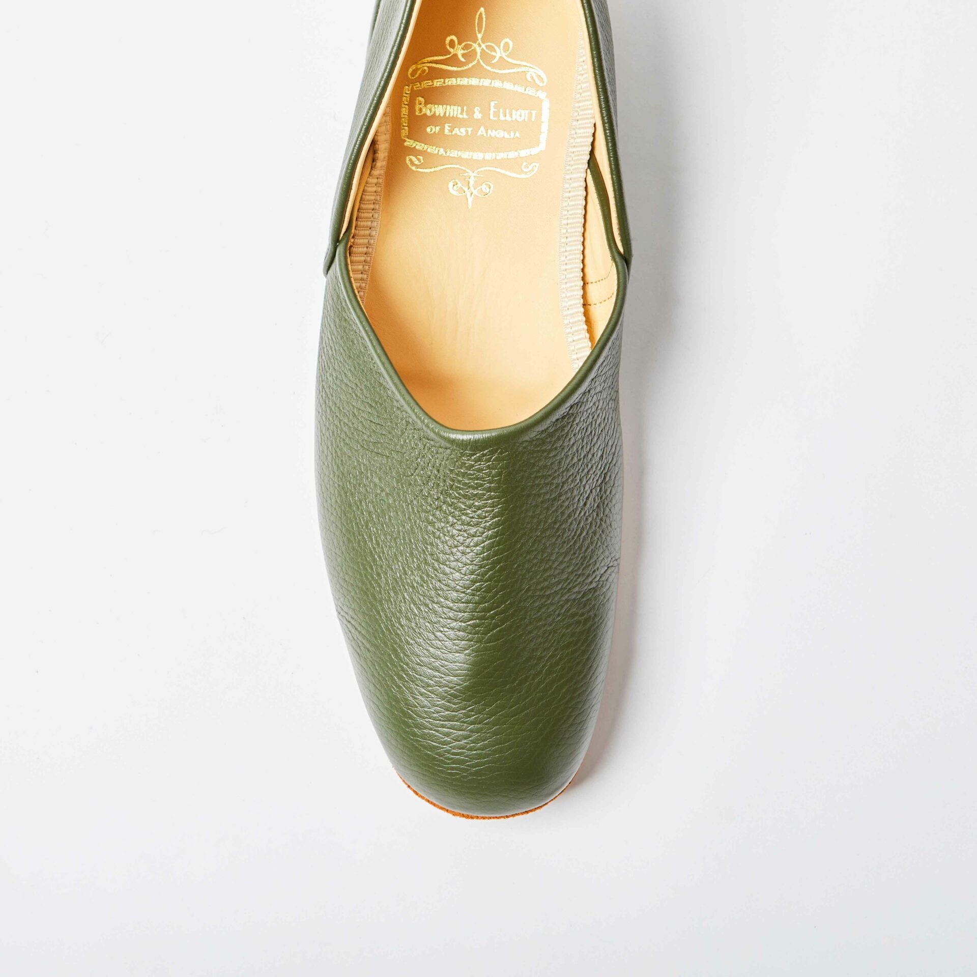 Olive Deerskin Grecian Slippers