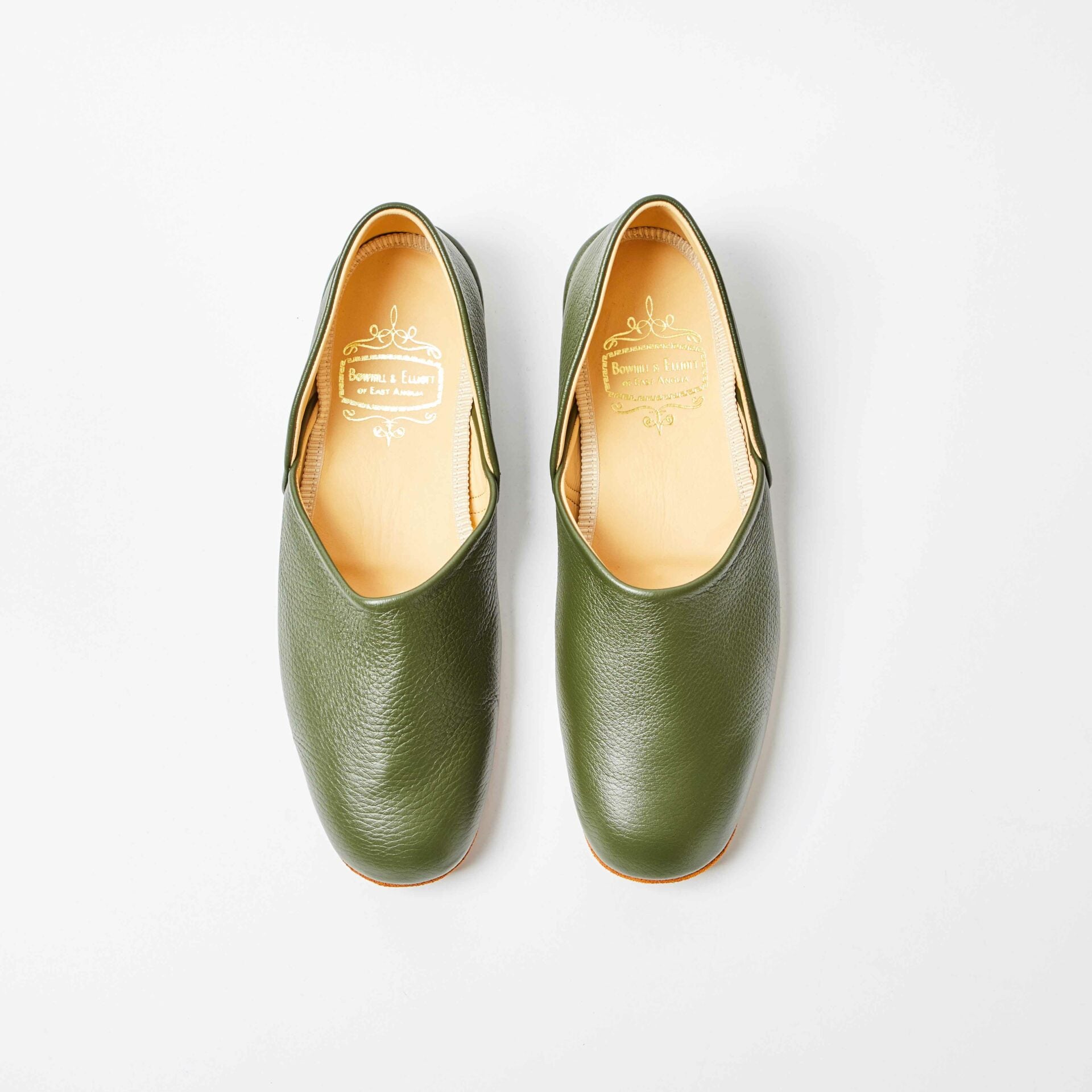 Olive Deerskin Grecian Slippers