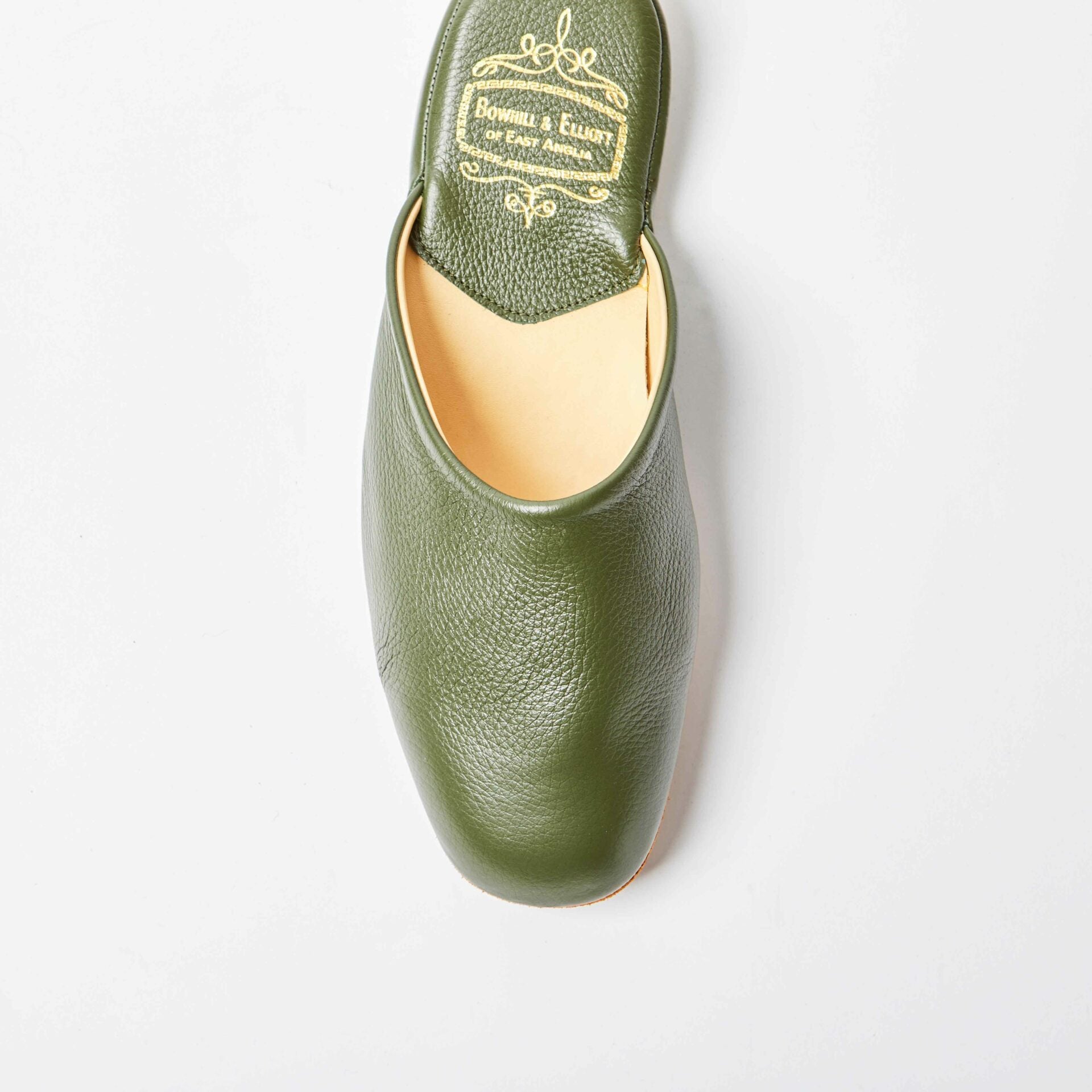 Olive Deerskin Mule Slippers