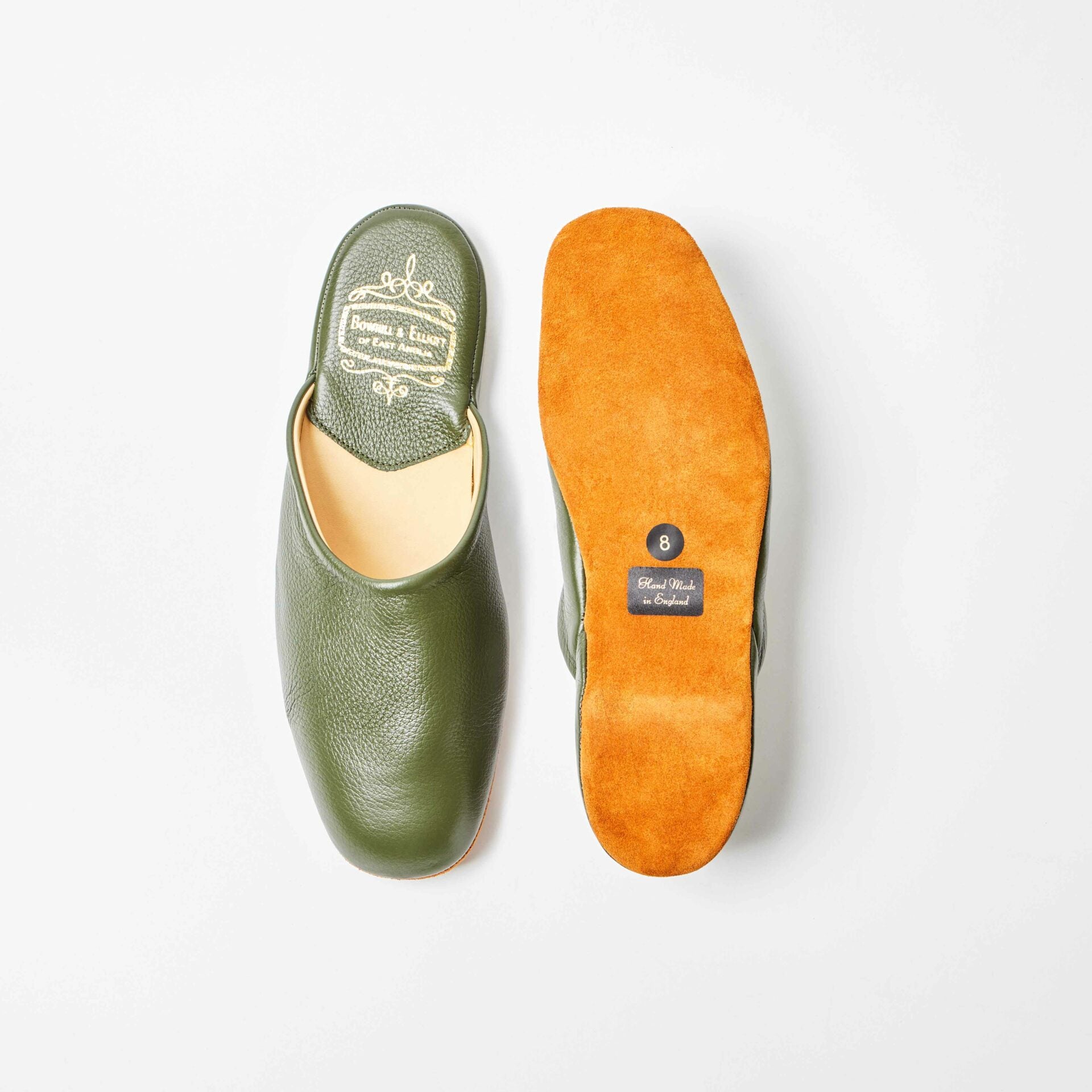 Olive Deerskin Mule Slippers