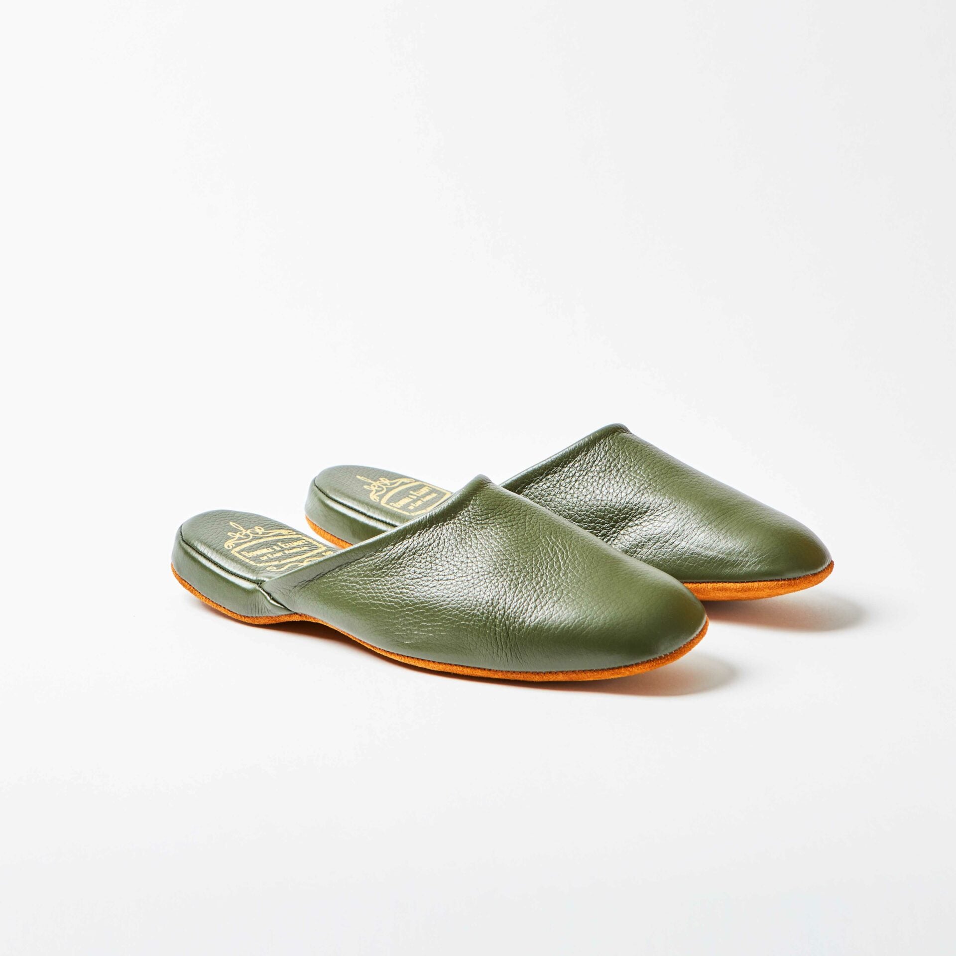 Olive Deerskin Mule Slippers
