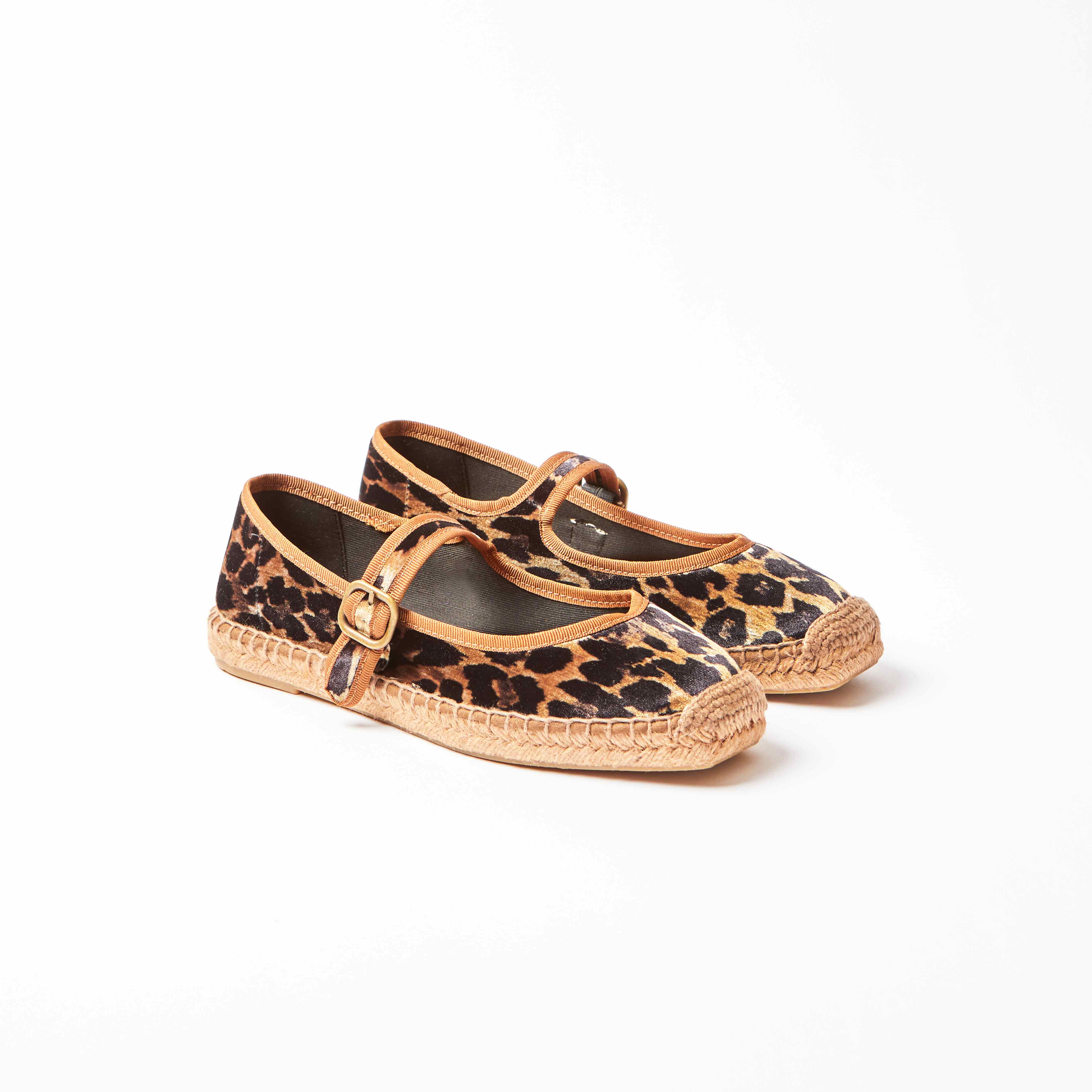 Flora Leopard Velvet Espadrille Brown
