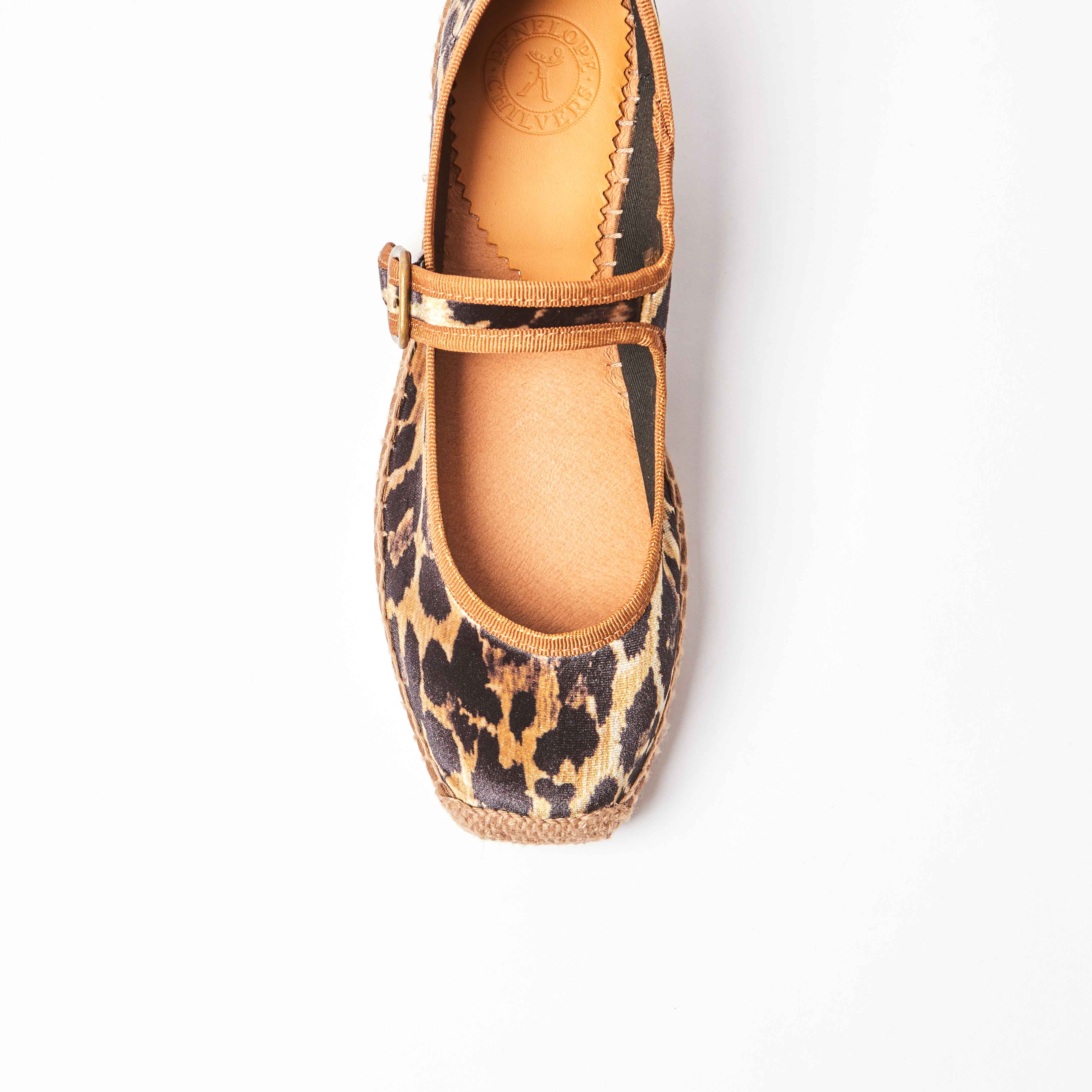 Flora Leopard Velvet Espadrille Brown