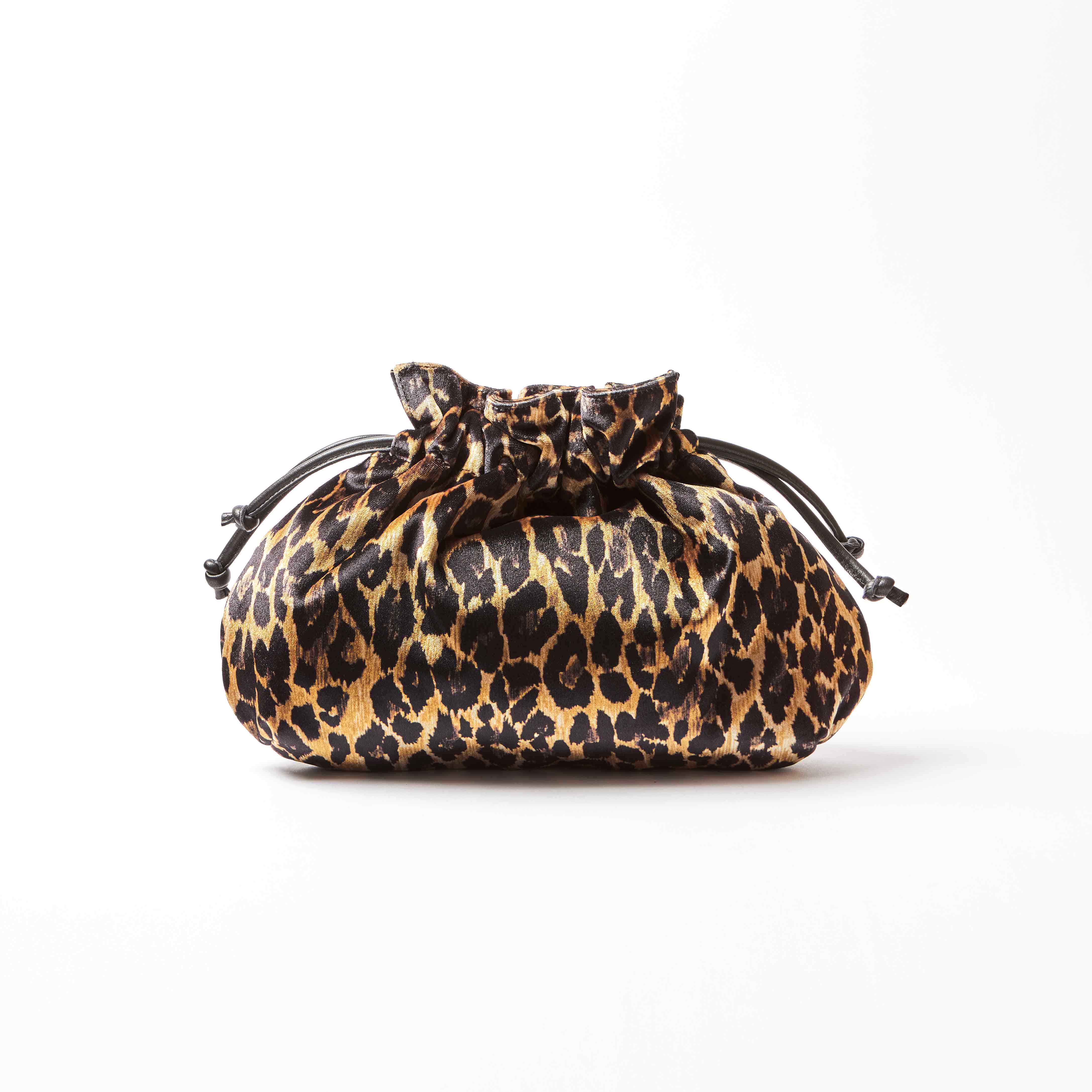 Puffball Leopard Velvet Clutch