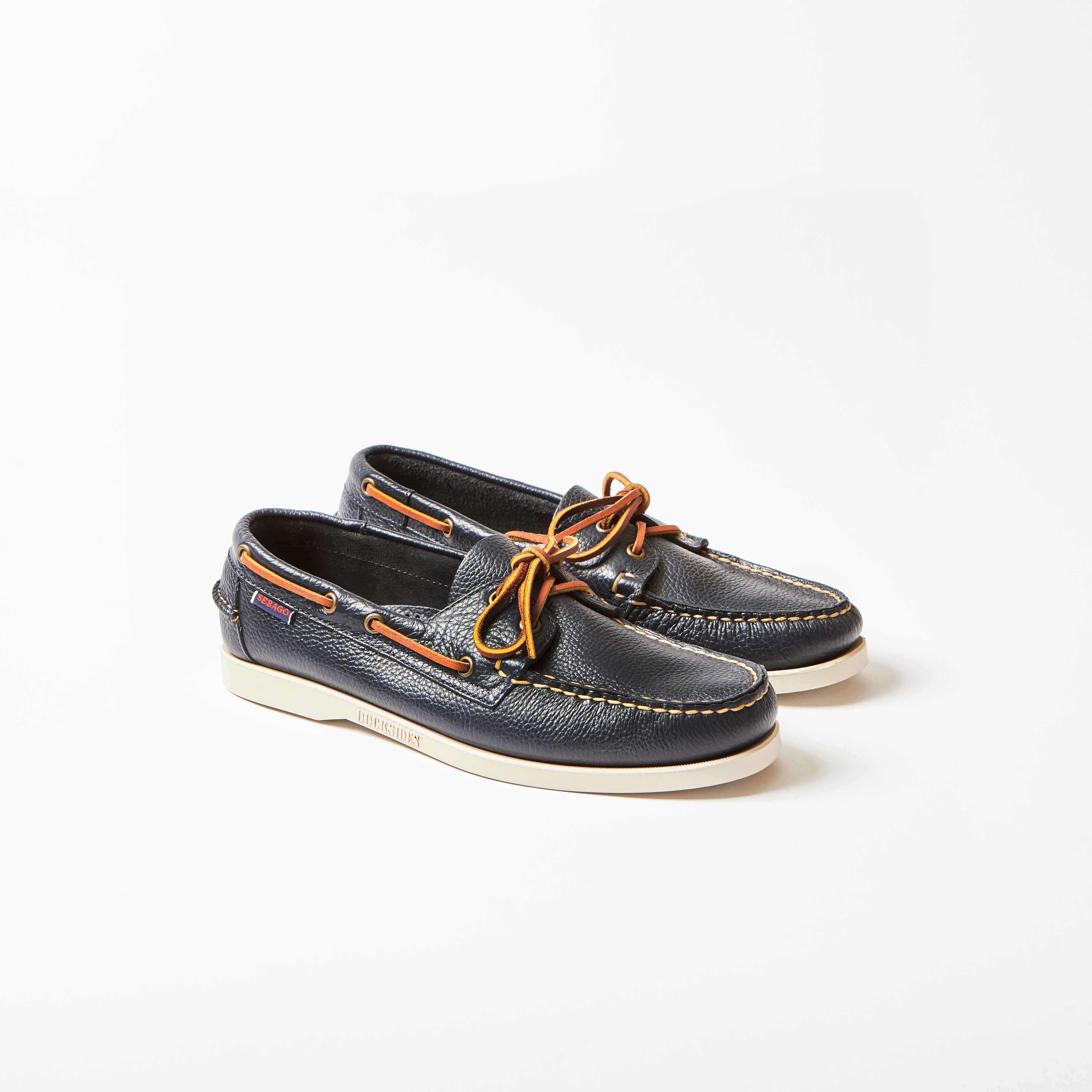 Dockside Martellato Navy Grain Leather Sailing Shoe