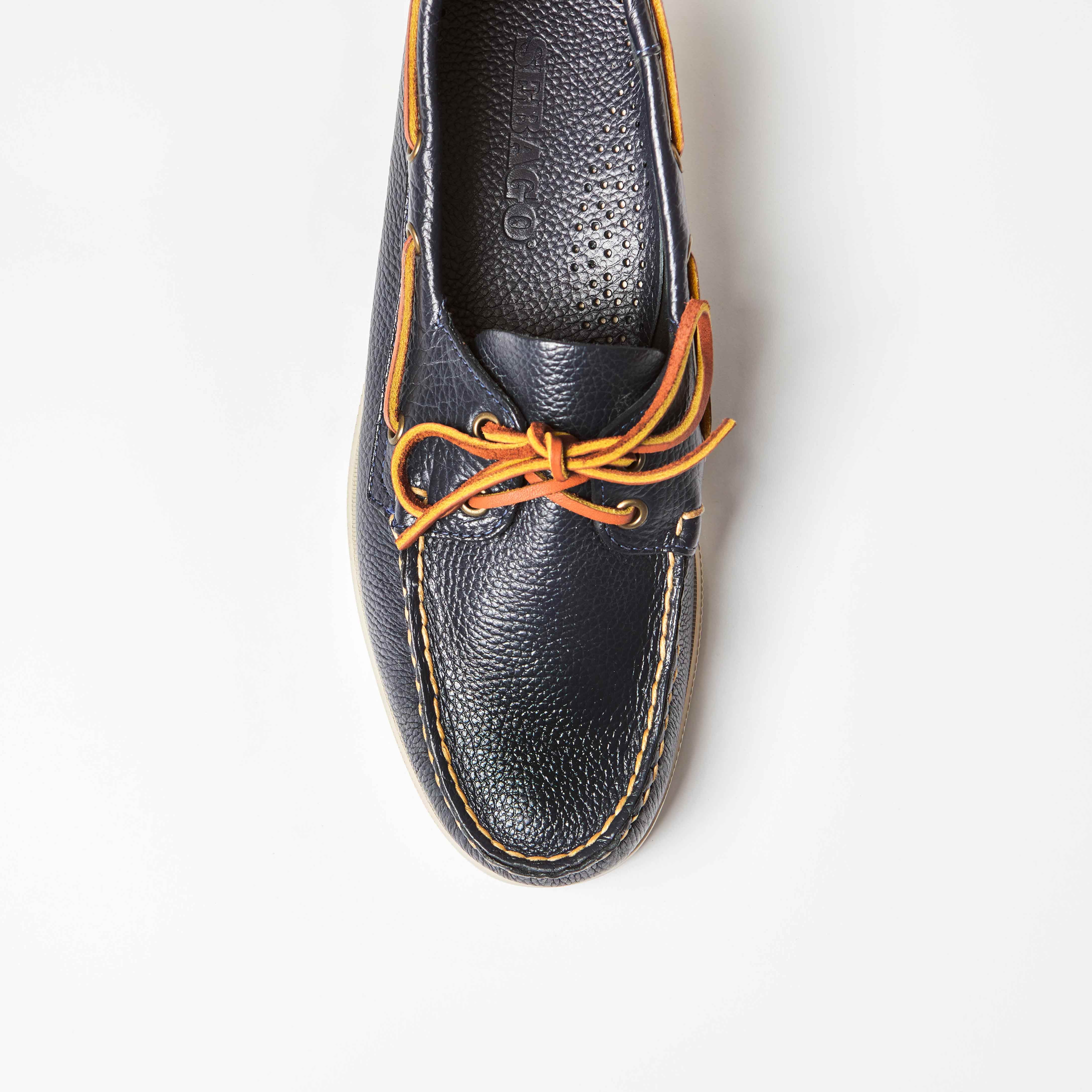 Dockside Martellato Navy Grain Leather Sailing Shoe