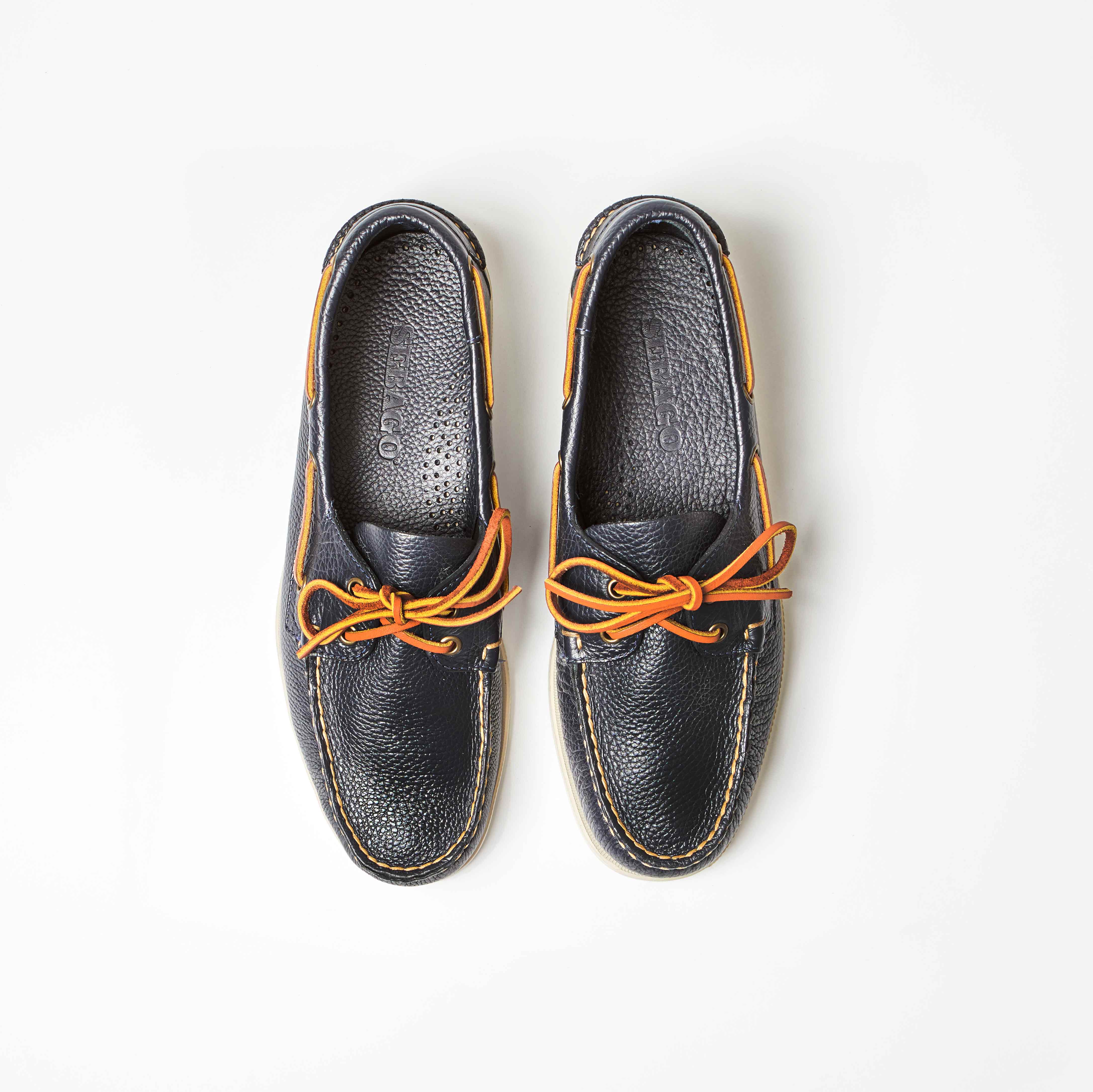 Dockside Martellato Navy Grain Leather Sailing Shoe
