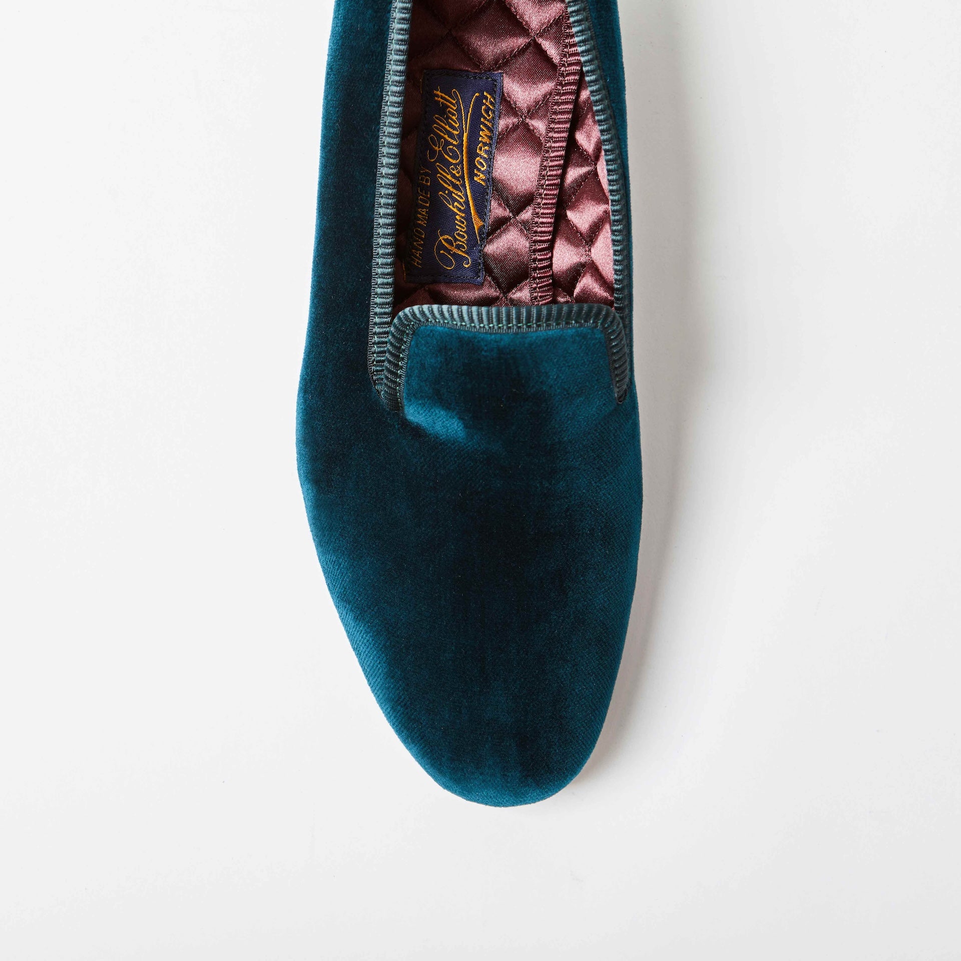 Teal Velvet Plain Albert Slippers