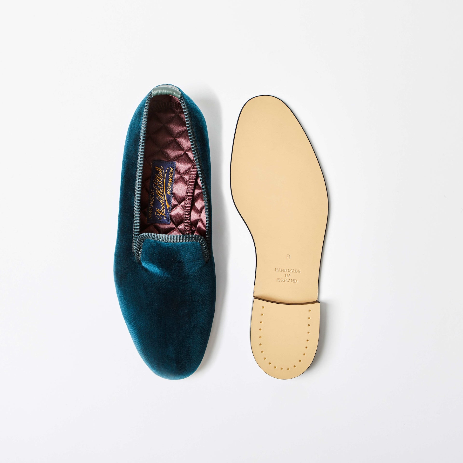 Teal Velvet Plain Albert Slippers