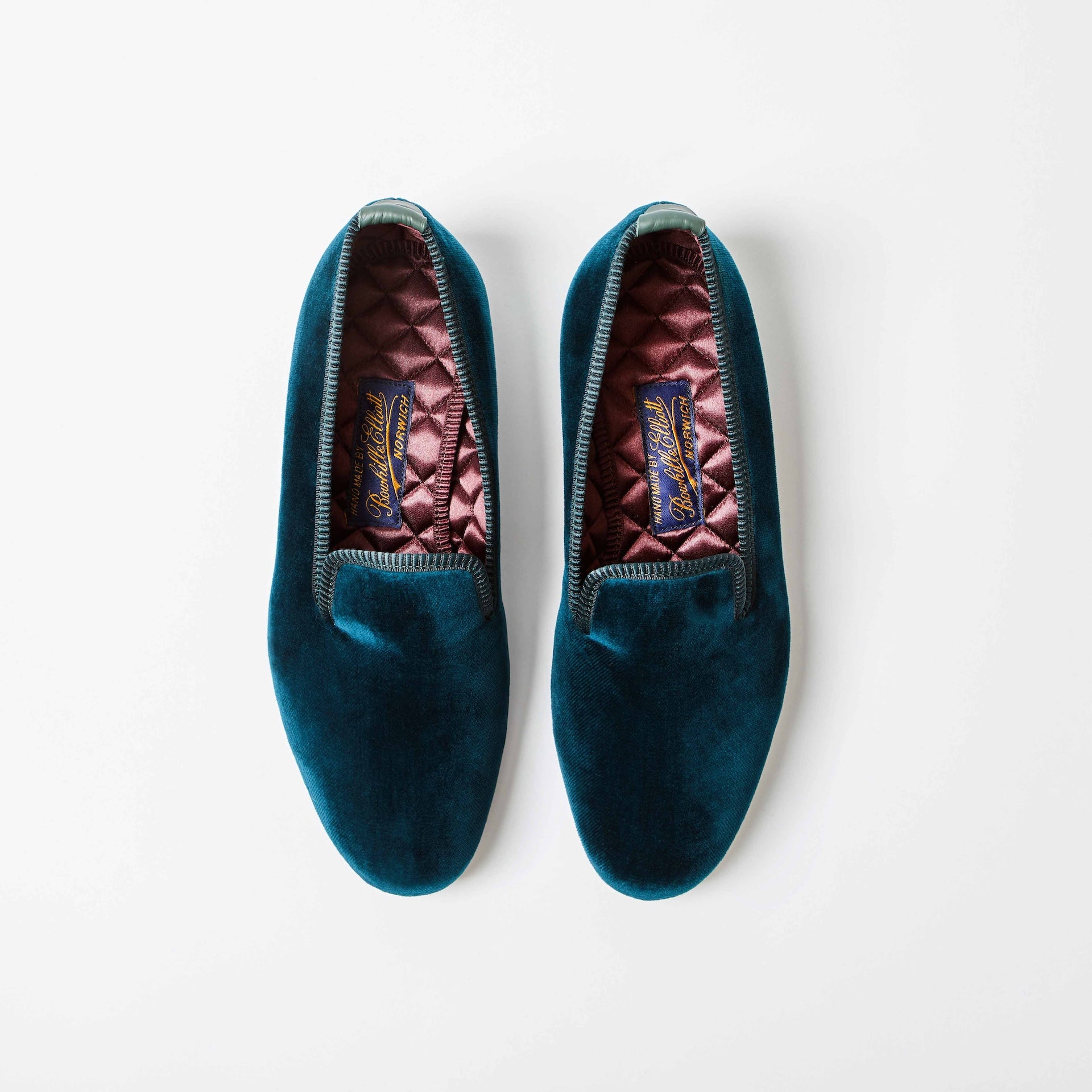 Teal Velvet Plain Albert Slippers