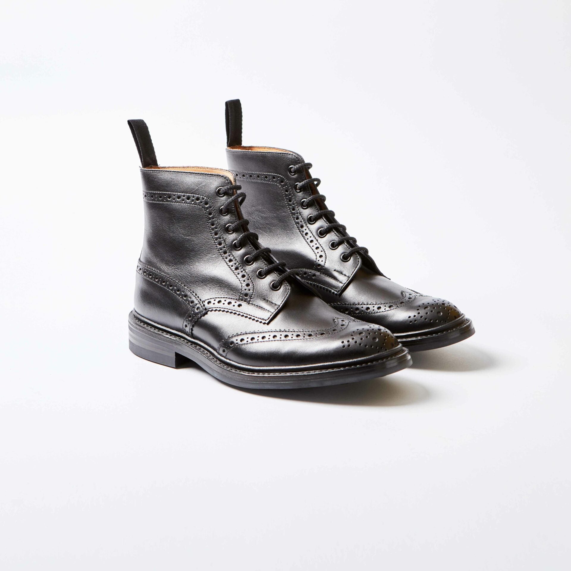 Stow Black Calf Brogue Boots