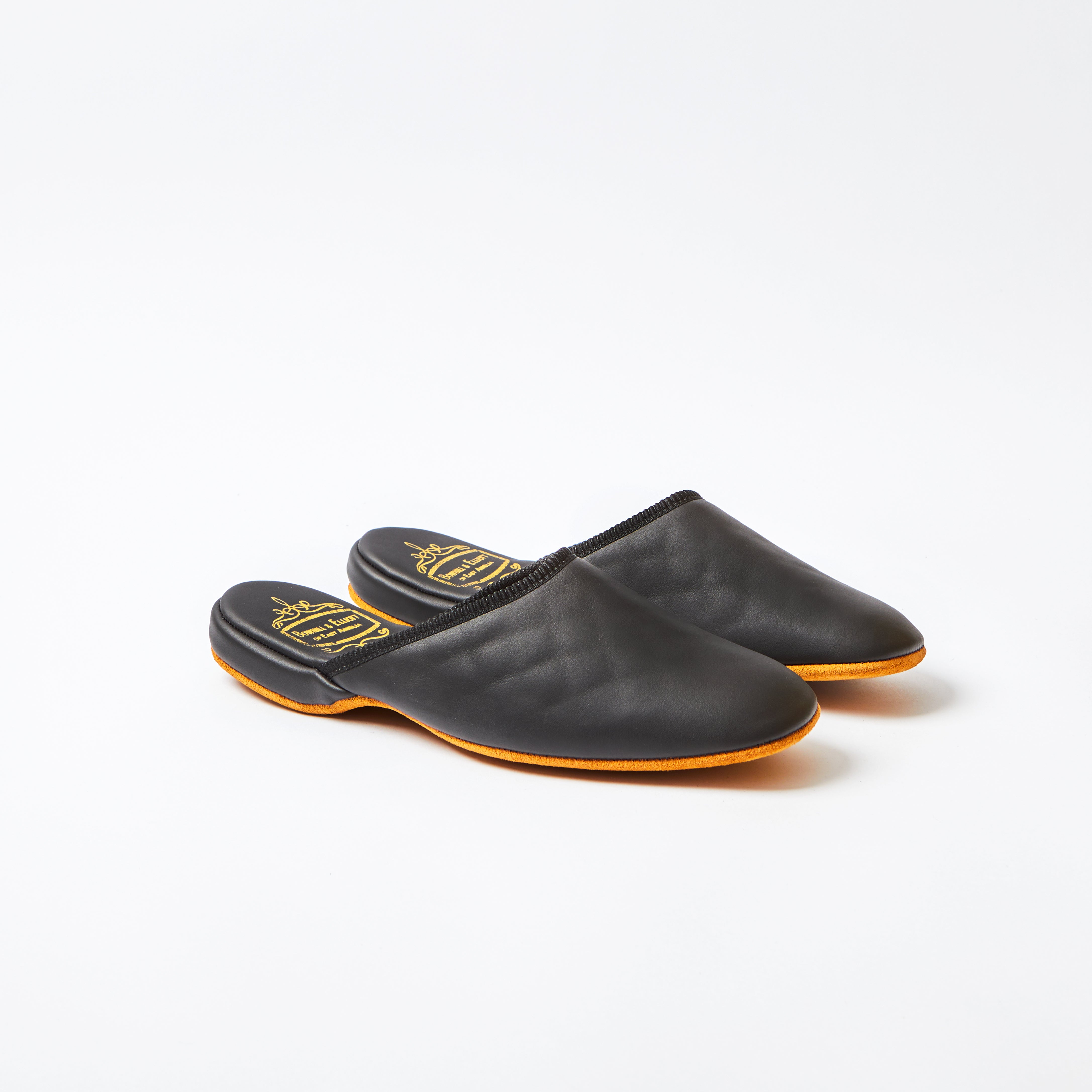 Black Leather Mule Slipper