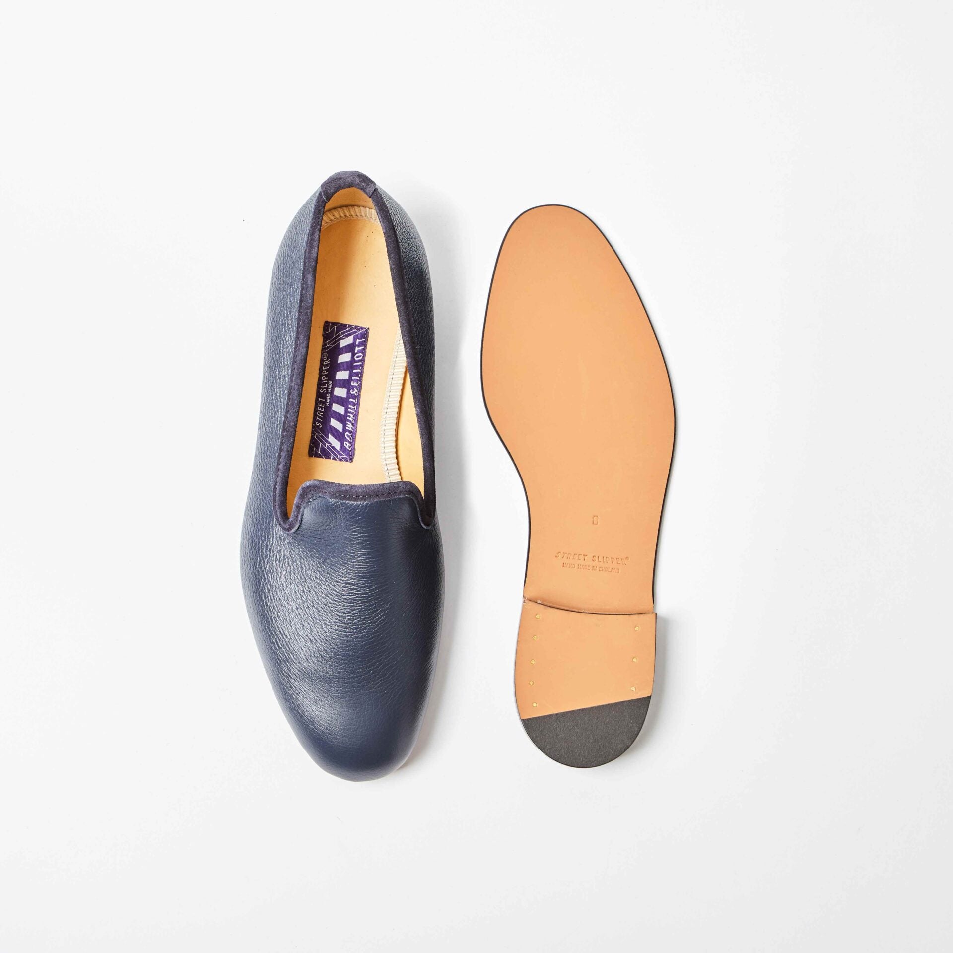 Navy Deerskin Albert Slippers