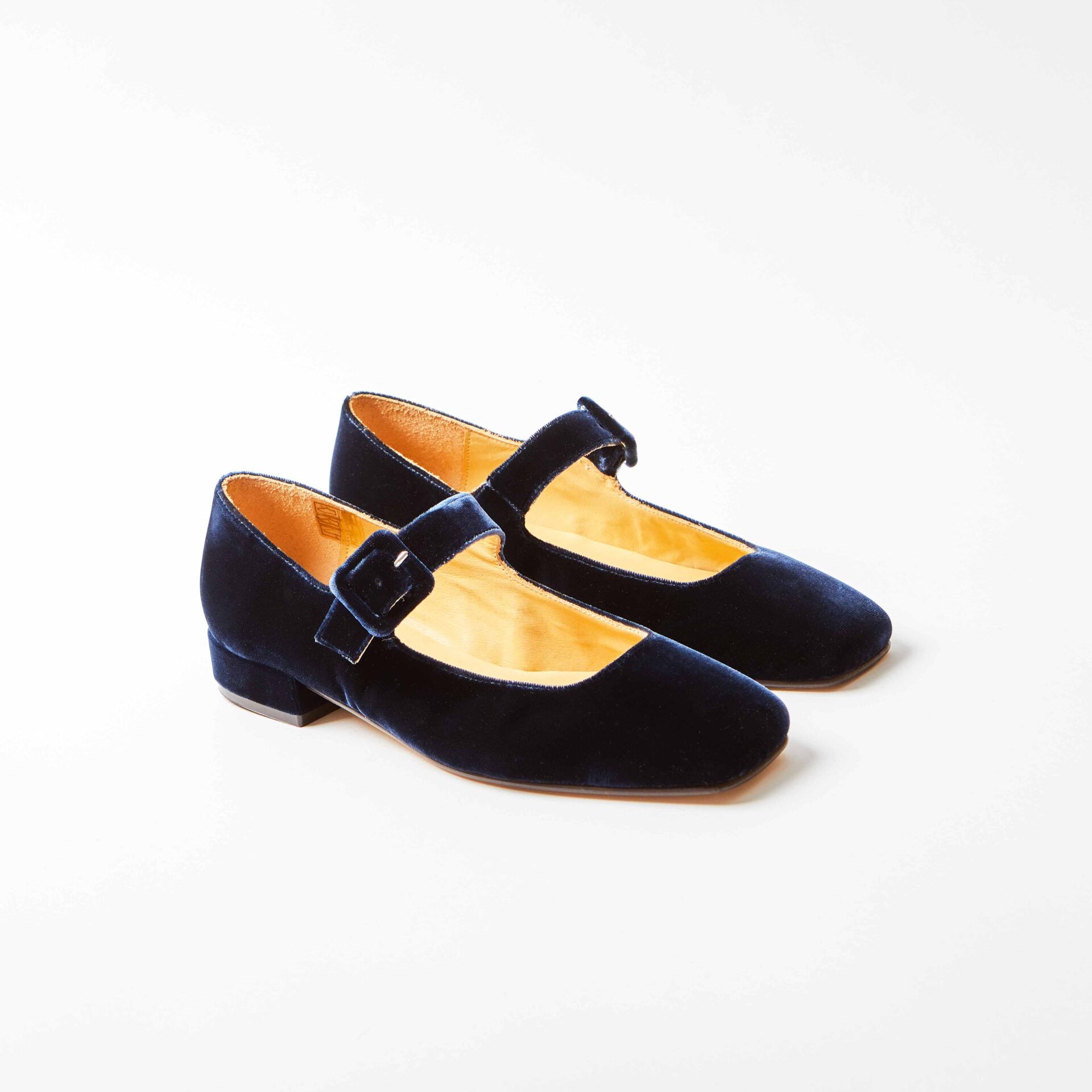 Low Mary Jane Velvet Shoe - Navy