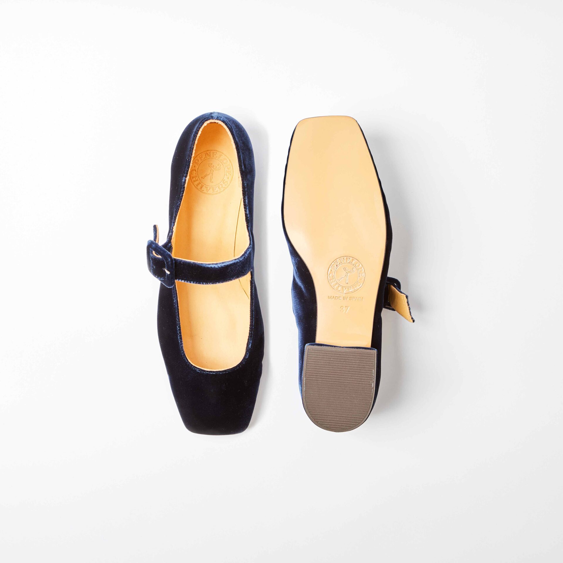 Low Mary Jane Velvet Shoe - Navy